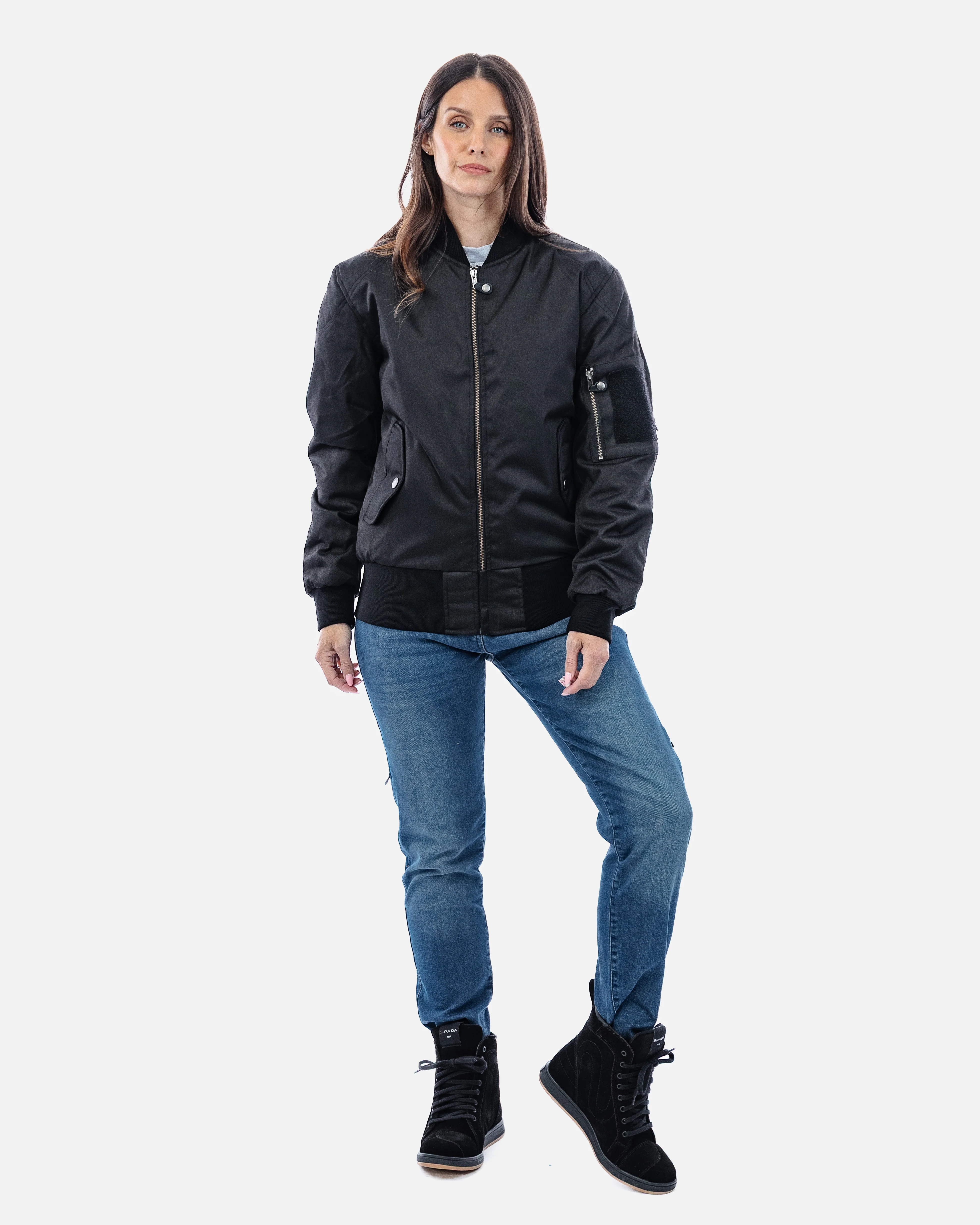 Airforce MA1 Black Motorcycle Bomber Jacket - Image 12