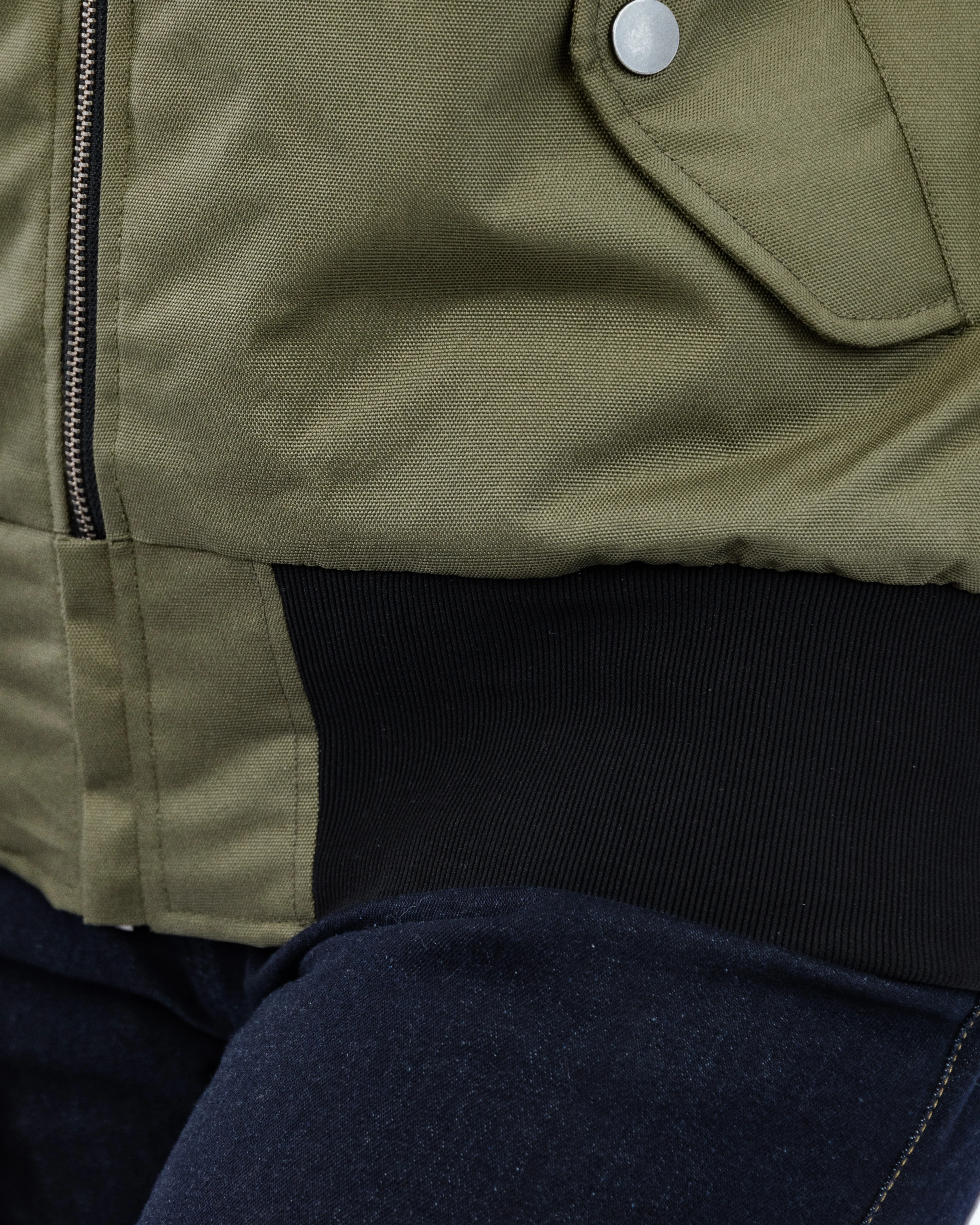 Airforce MA1 Olive Green Motorcycle Bomber Jacket - Image 6