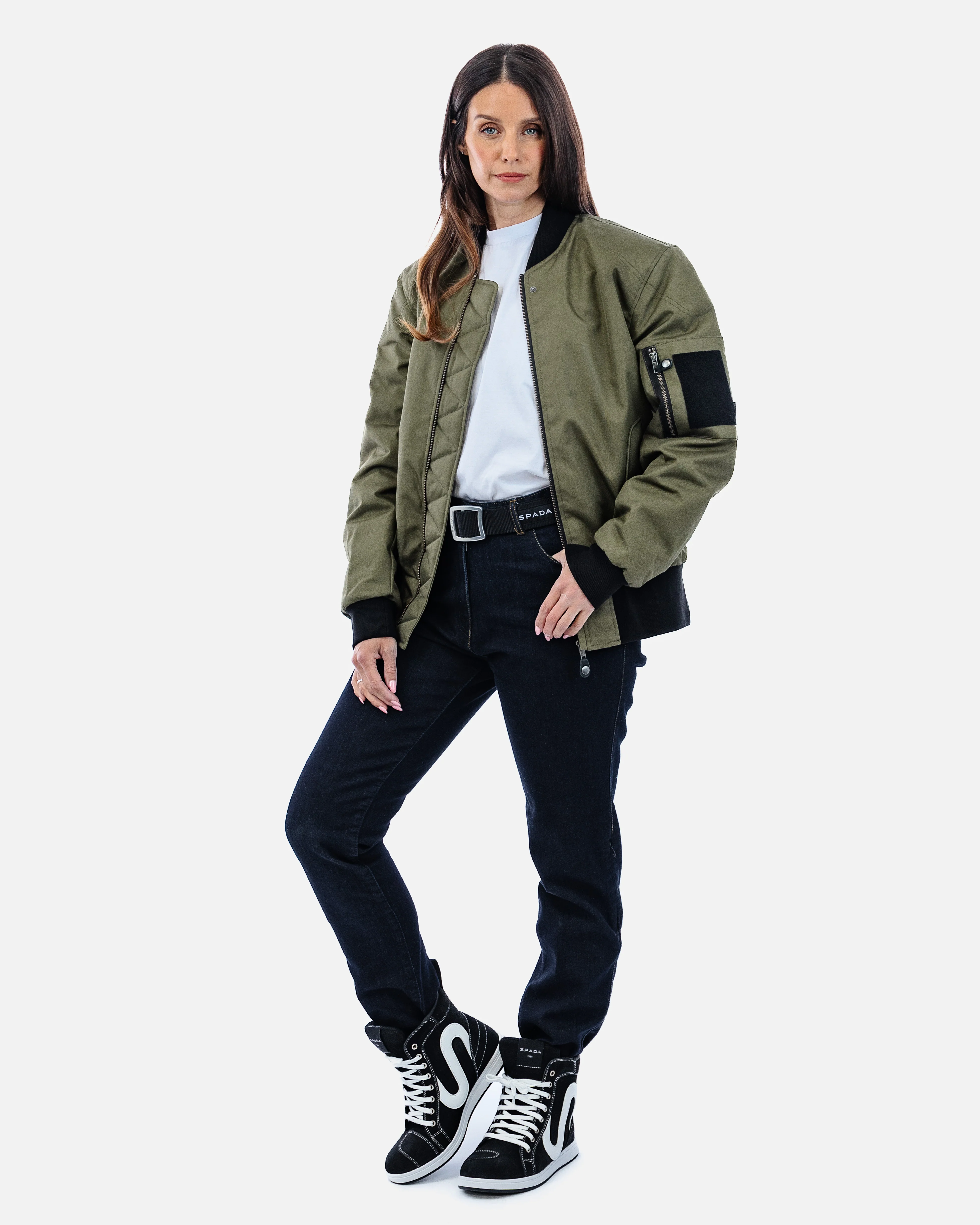 Airforce MA1 Olive Green Motorcycle Bomber Jacket - Image 9