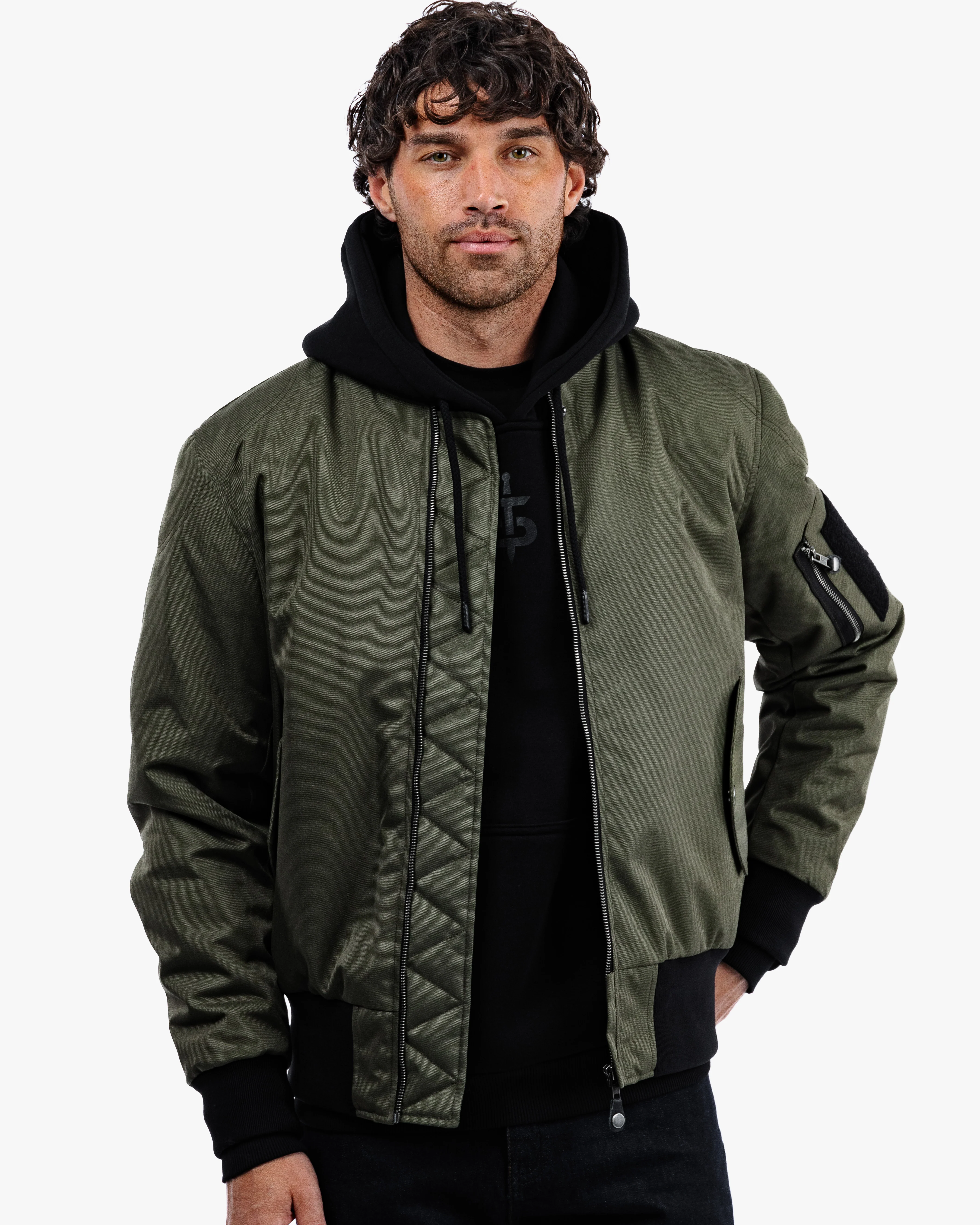 Airforce MA1 Olive Green Motorcycle Bomber Jacket - Image 5