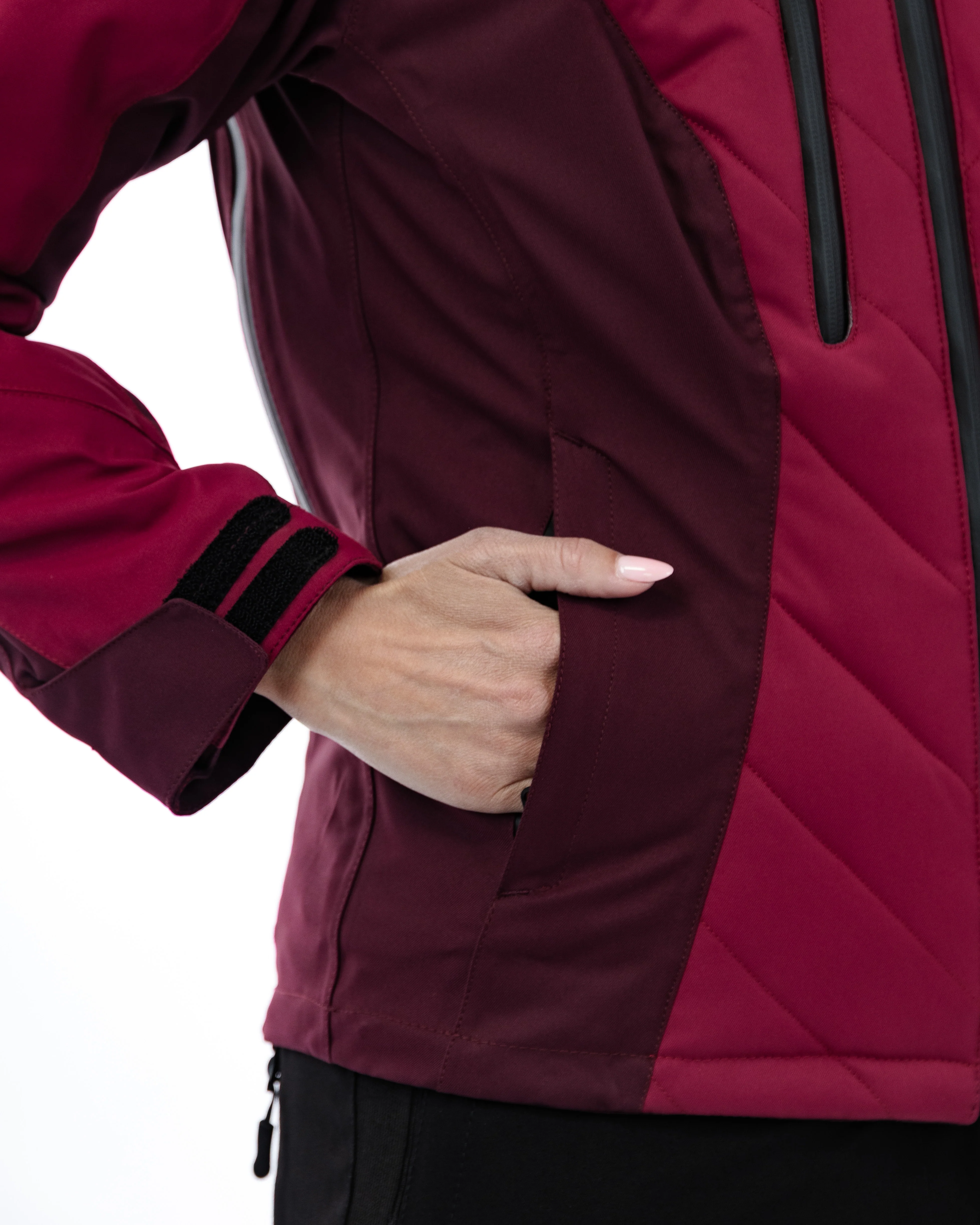 Bella Port Red Quilted Ladies Motorcycle Jacket - Image 12