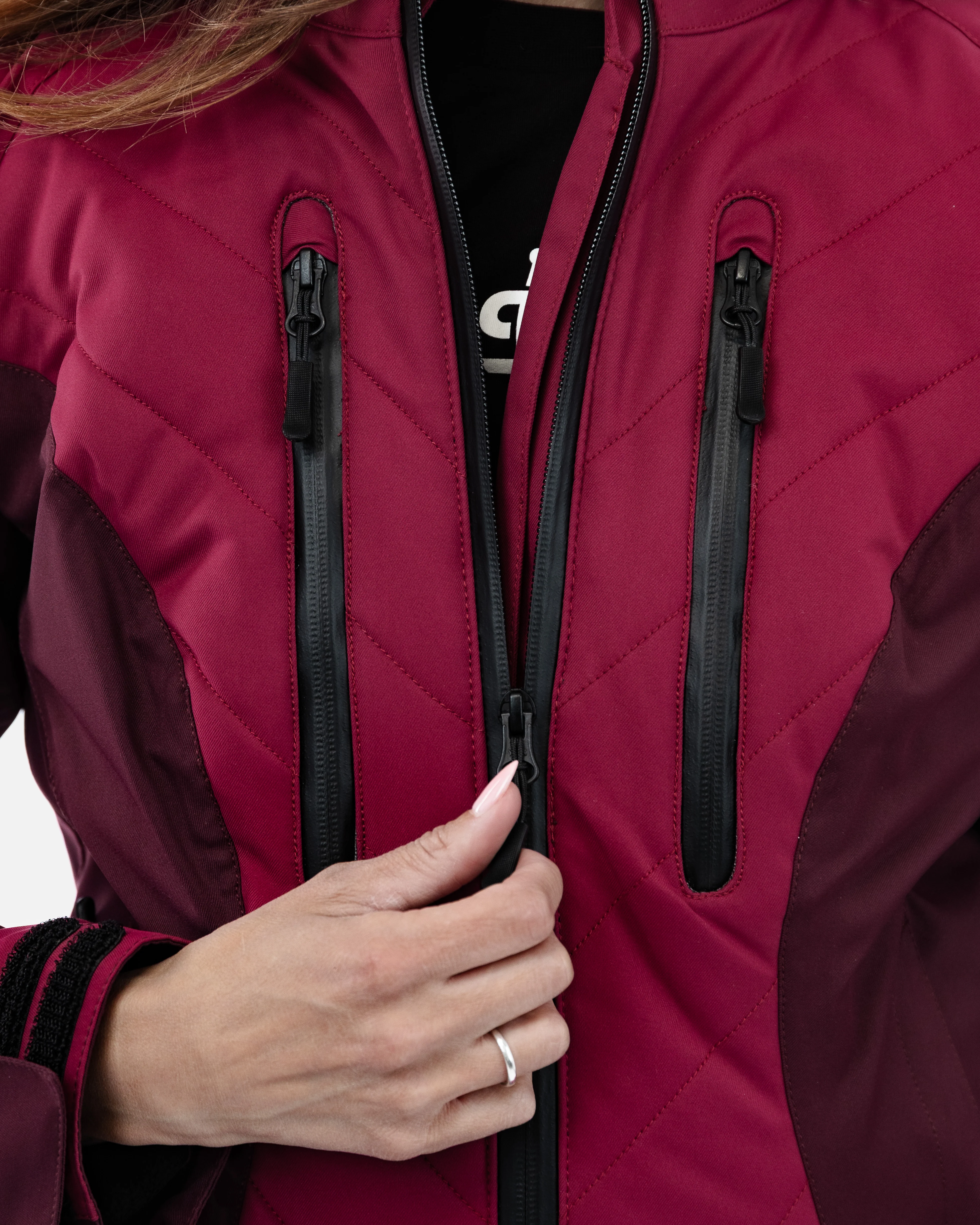 Bella Port Red Quilted Ladies Motorcycle Jacket - Image 13