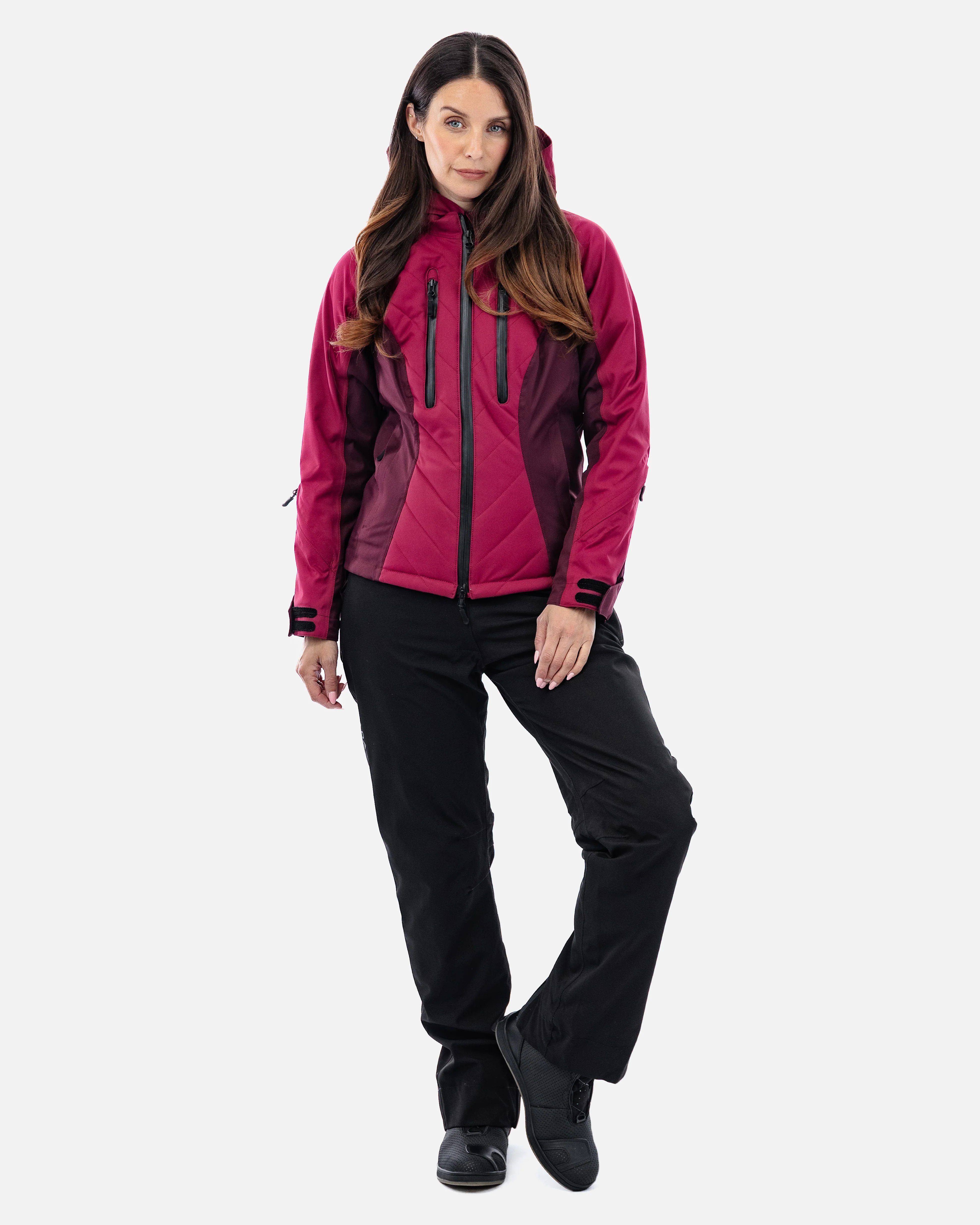 Bella Port Red Quilted Ladies Motorcycle Jacket - Image 3