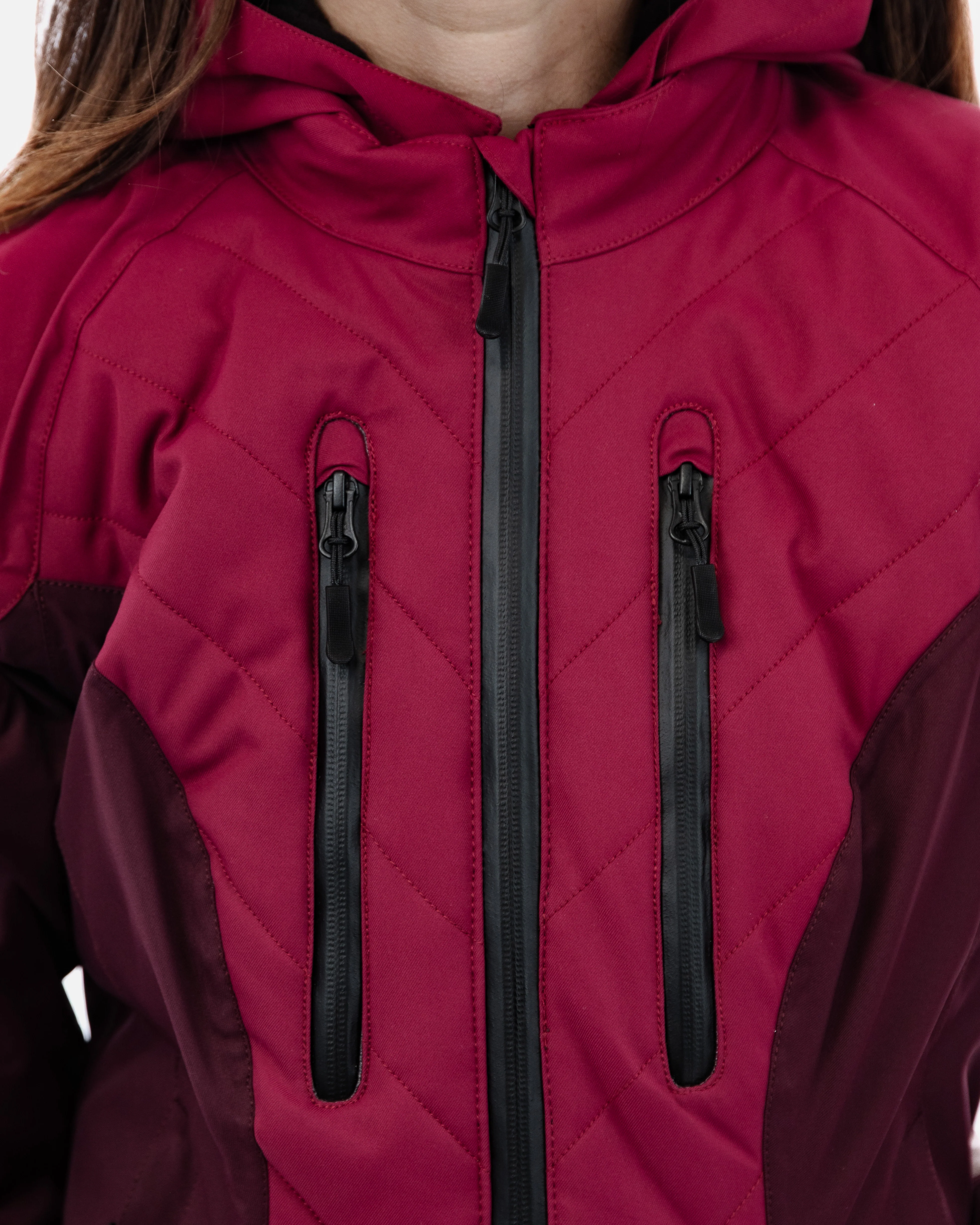 Bella Port Red Quilted Ladies Motorcycle Jacket - Image 9
