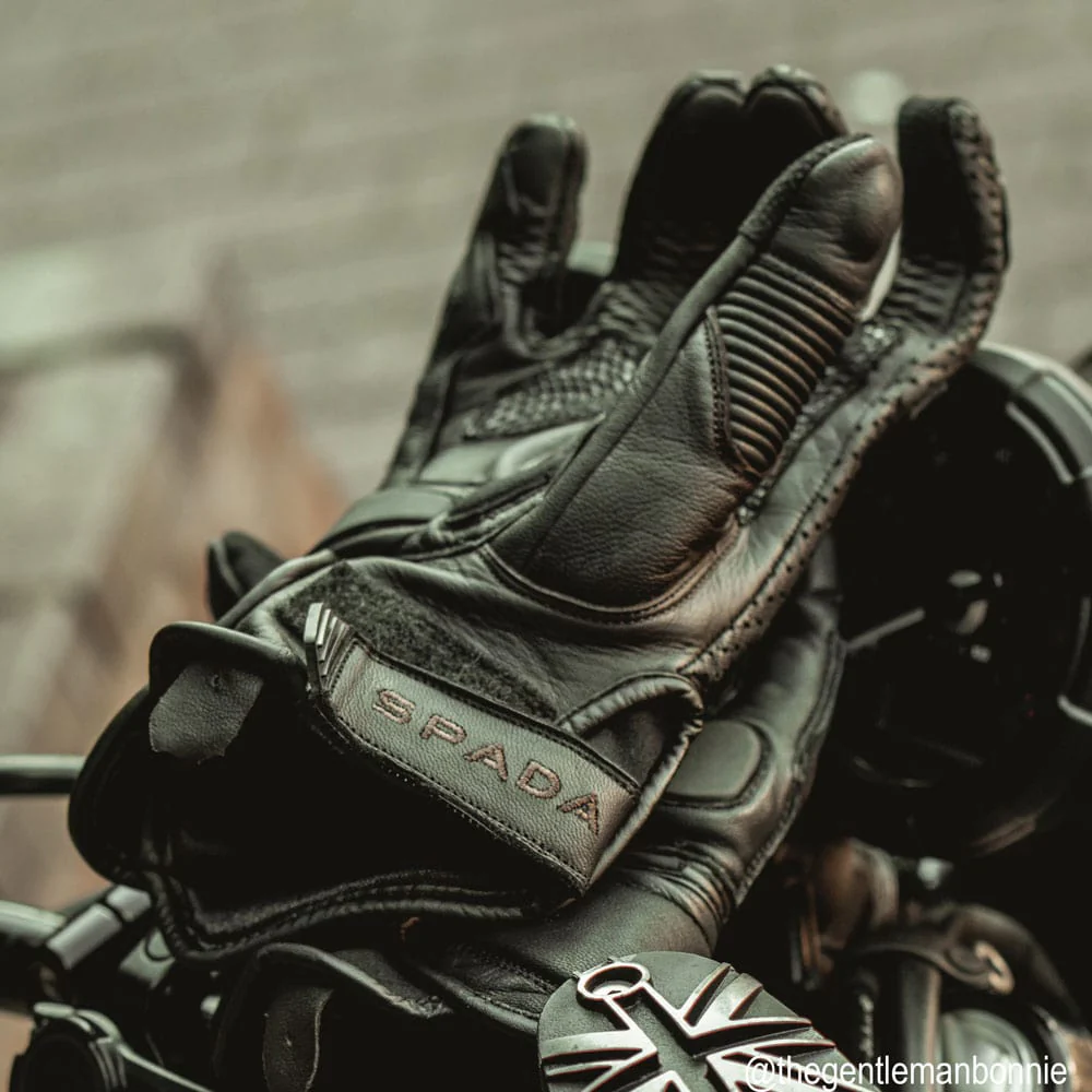 Corso Black & Brown Leather Motorcycle Gloves - Image 4