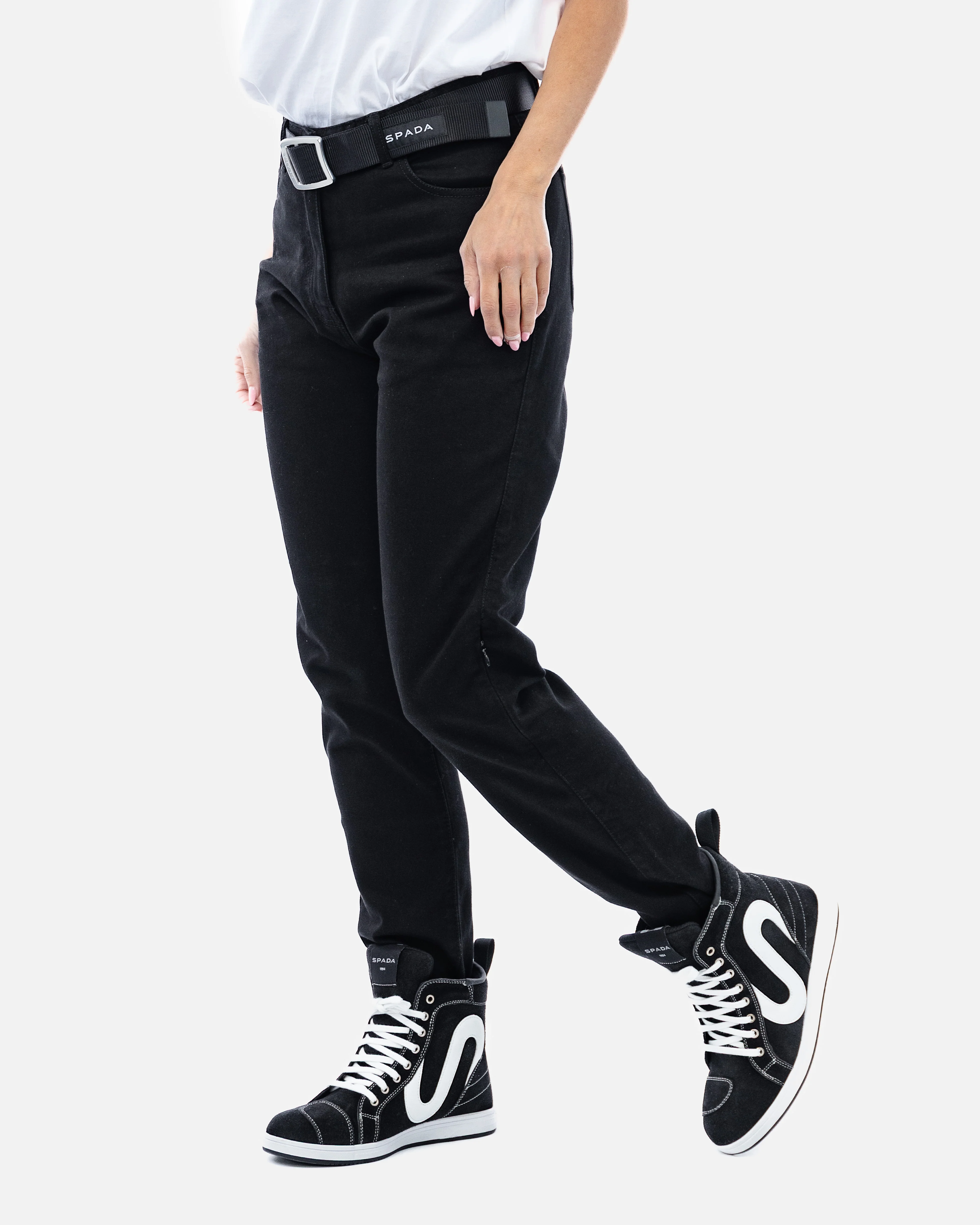 Drifter Ladies Solid Black Motorcycle Jeans - Image 4