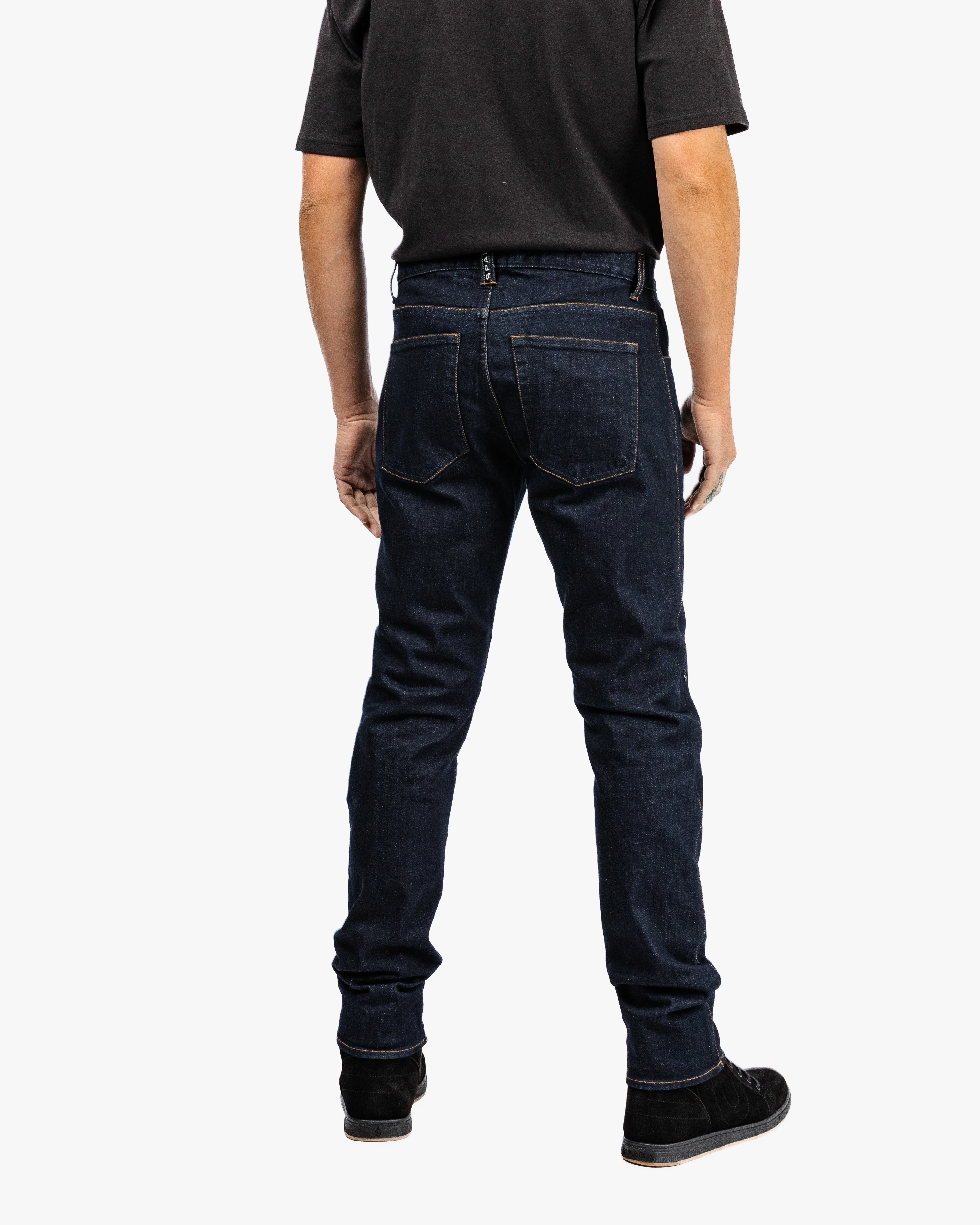 Drifter Mens Rinse Indigo Motorcycle Jeans - Image 5