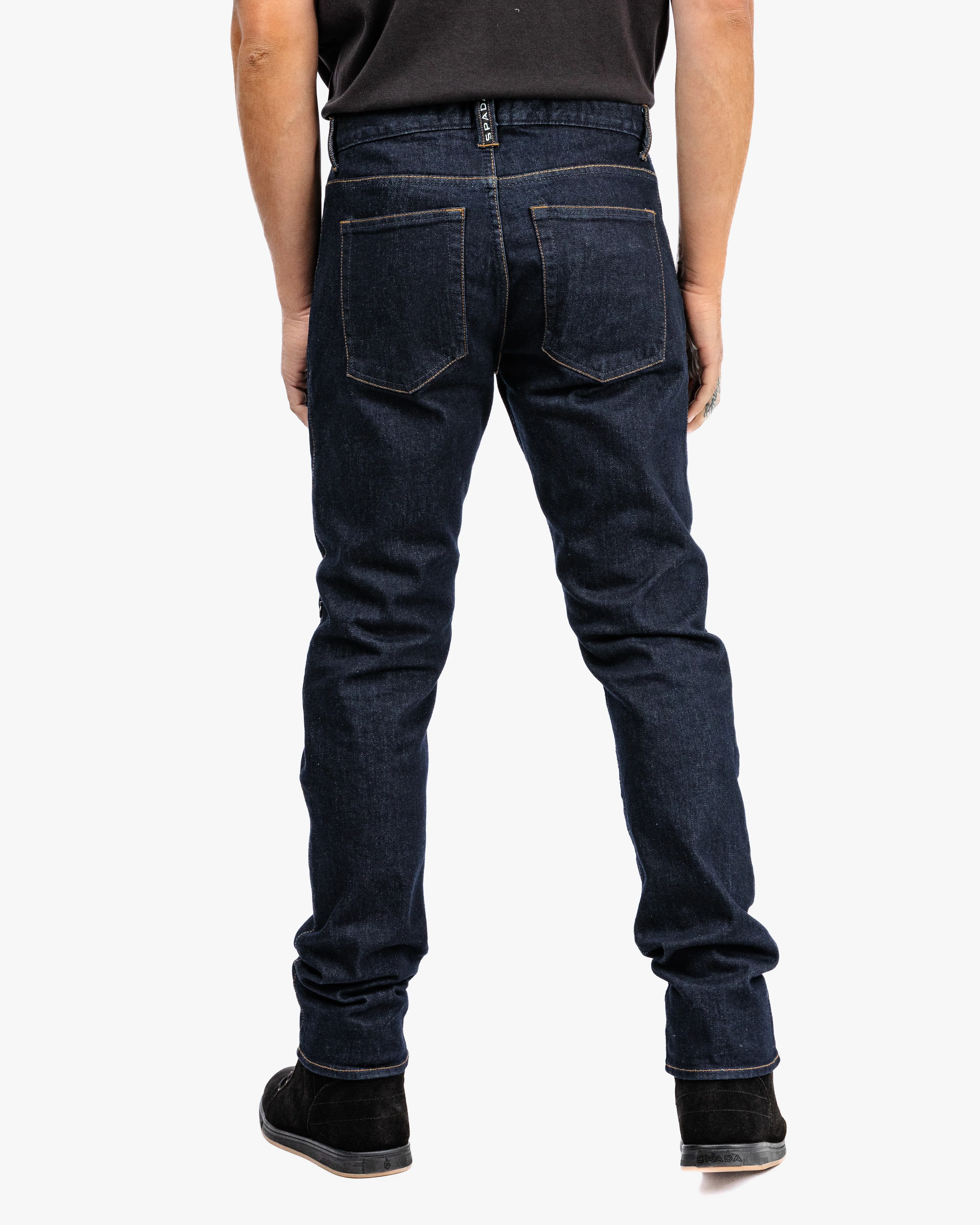 Drifter Mens Rinse Indigo Motorcycle Jeans - Image 6