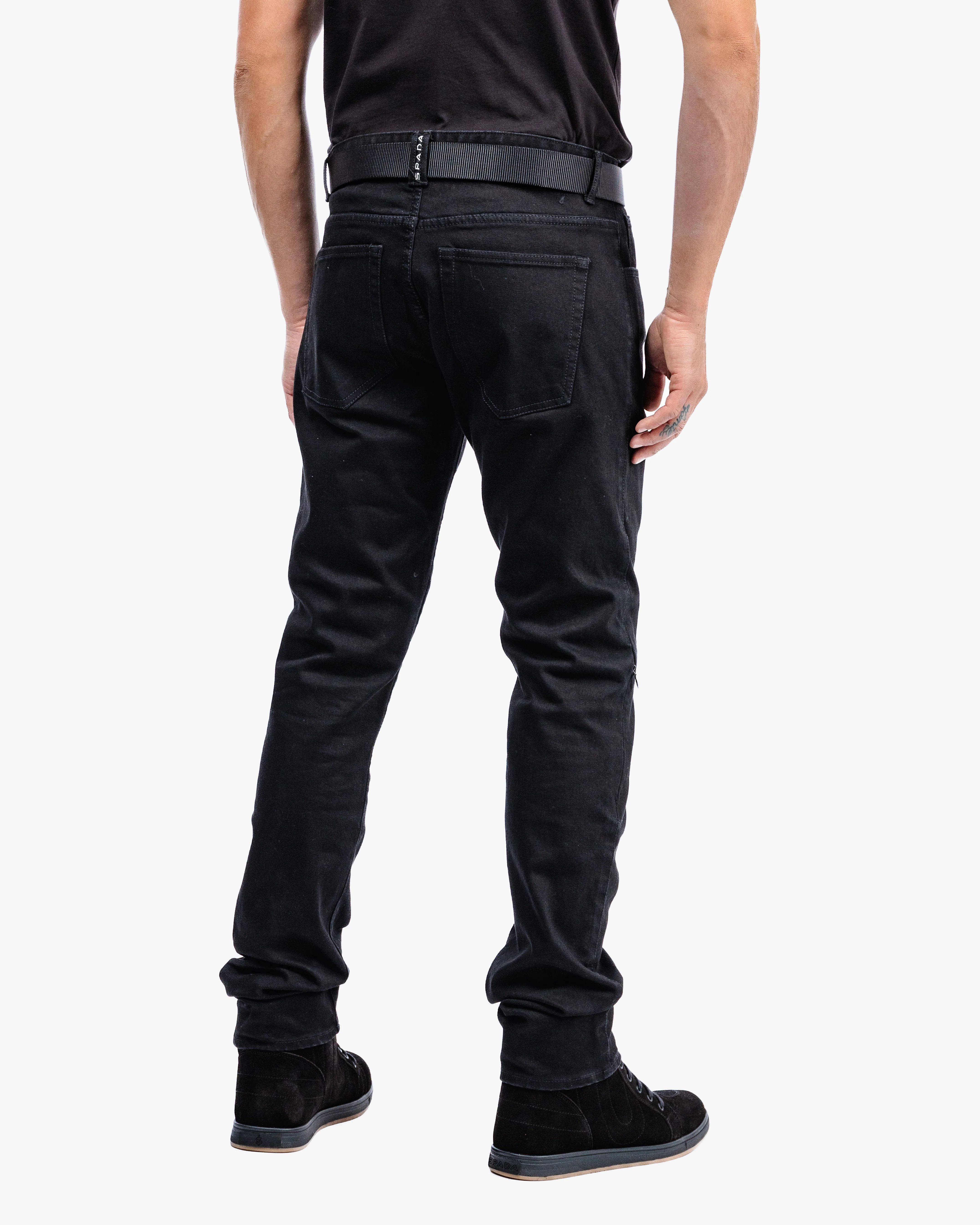 Drifter Mens Solid Black Motorcycle Jeans - Image 10
