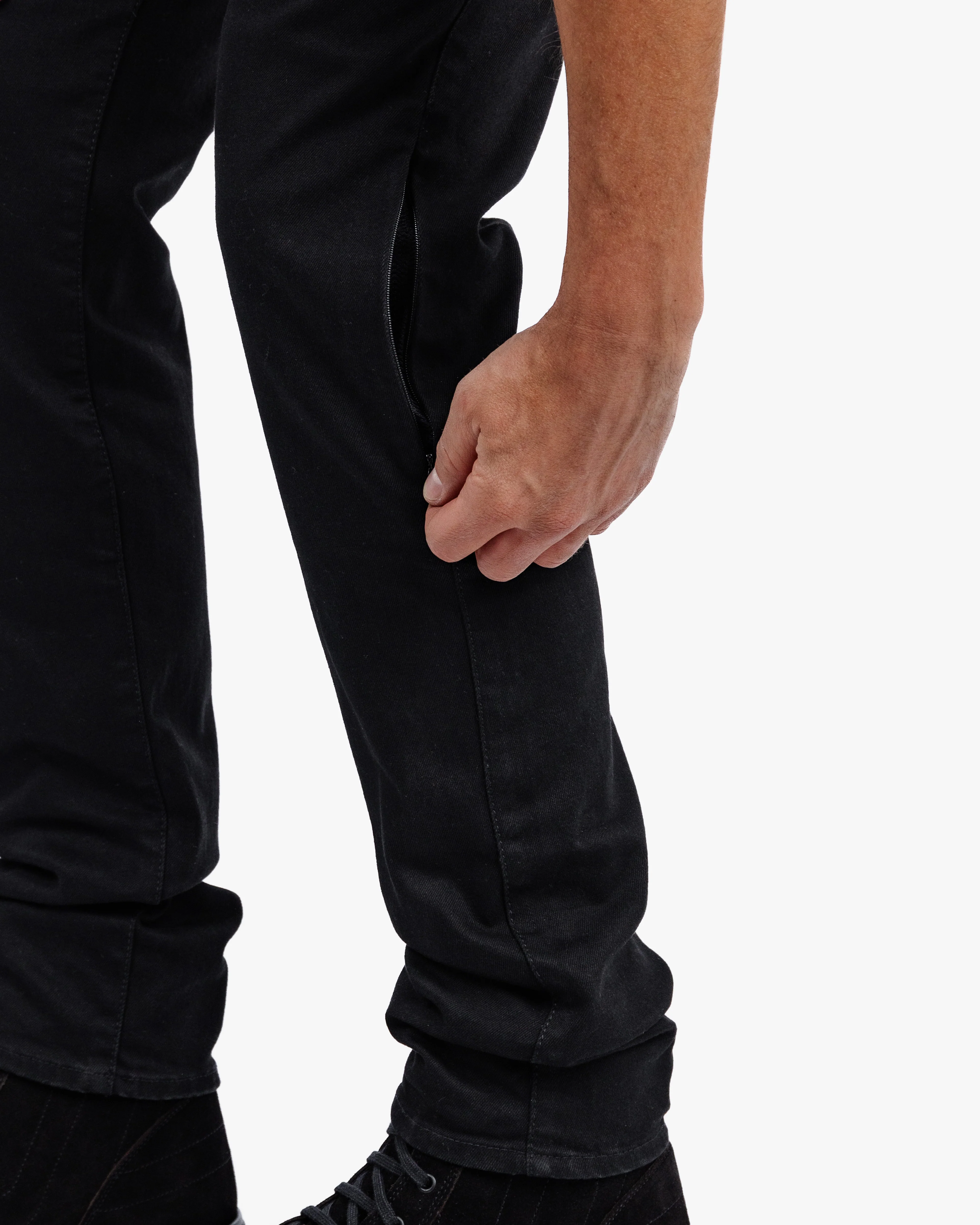 Drifter Mens Solid Black Motorcycle Jeans - Image 7