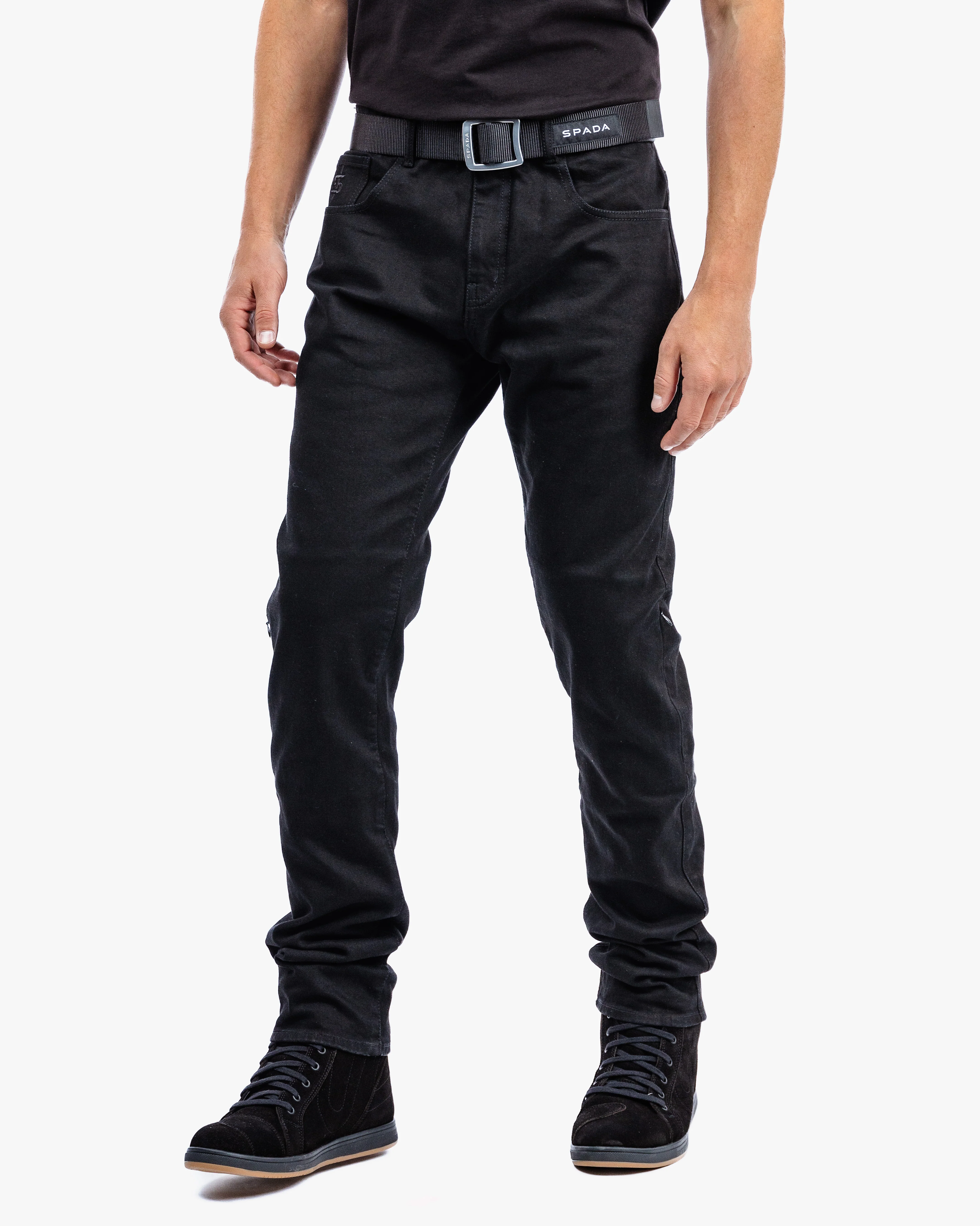 Drifter Mens Solid Black Motorcycle Jeans - Image 8