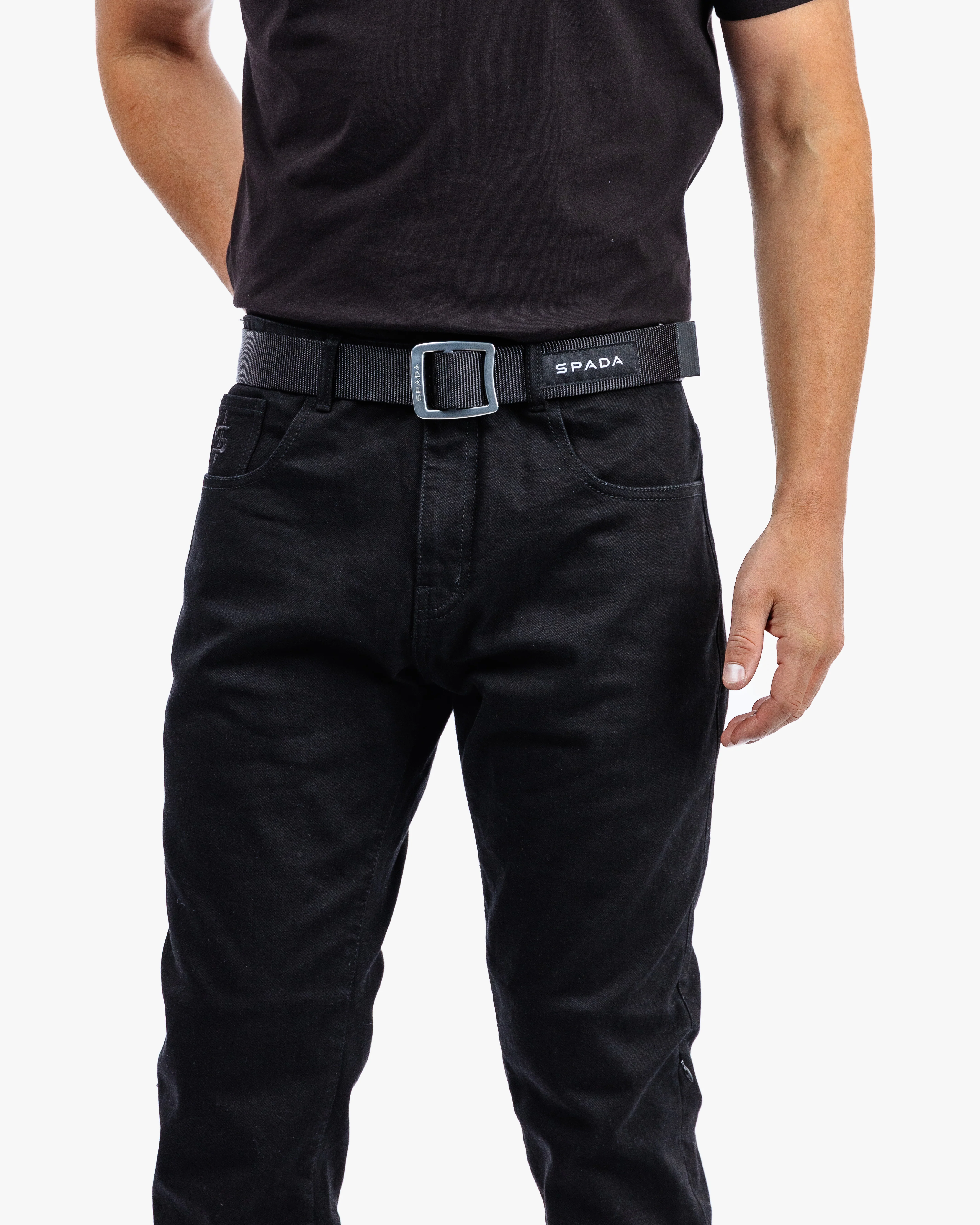 Drifter Mens Solid Black Motorcycle Jeans - Image 9