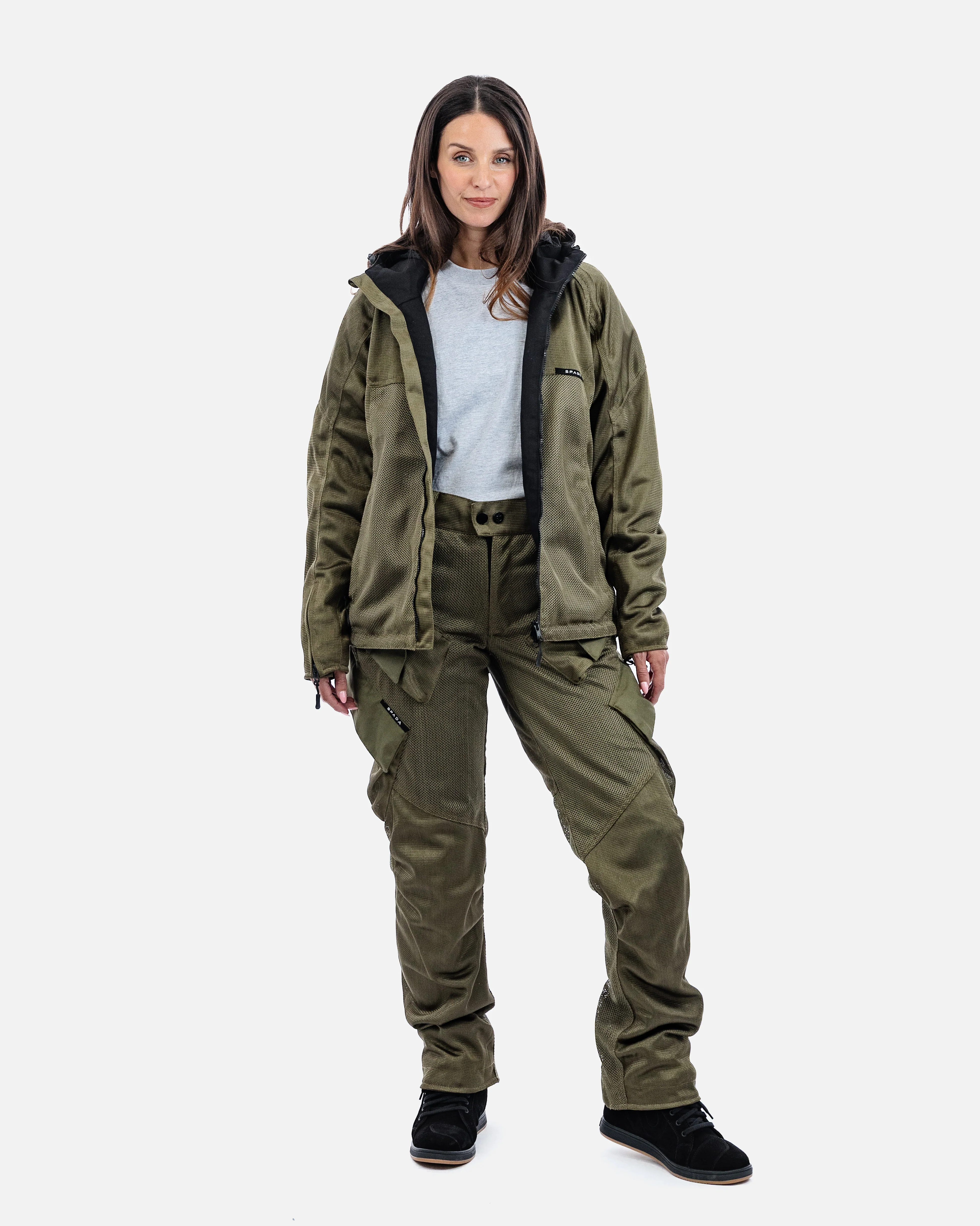 Hooded Air Olive Green Ventilated Motorcycle Jacket - Image 4