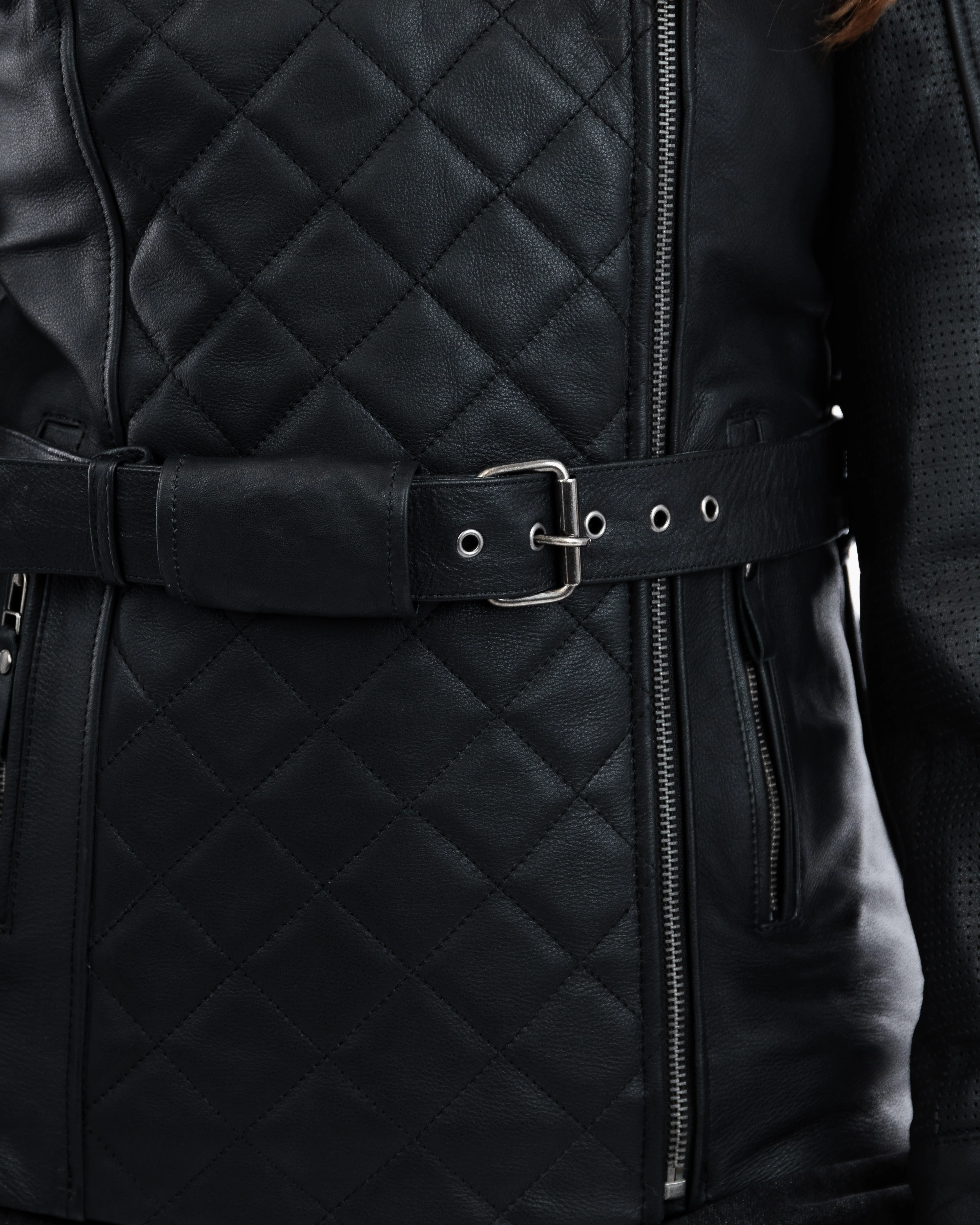 Lancer Ladies Black Leather Motorcycle Jacket - Image 14