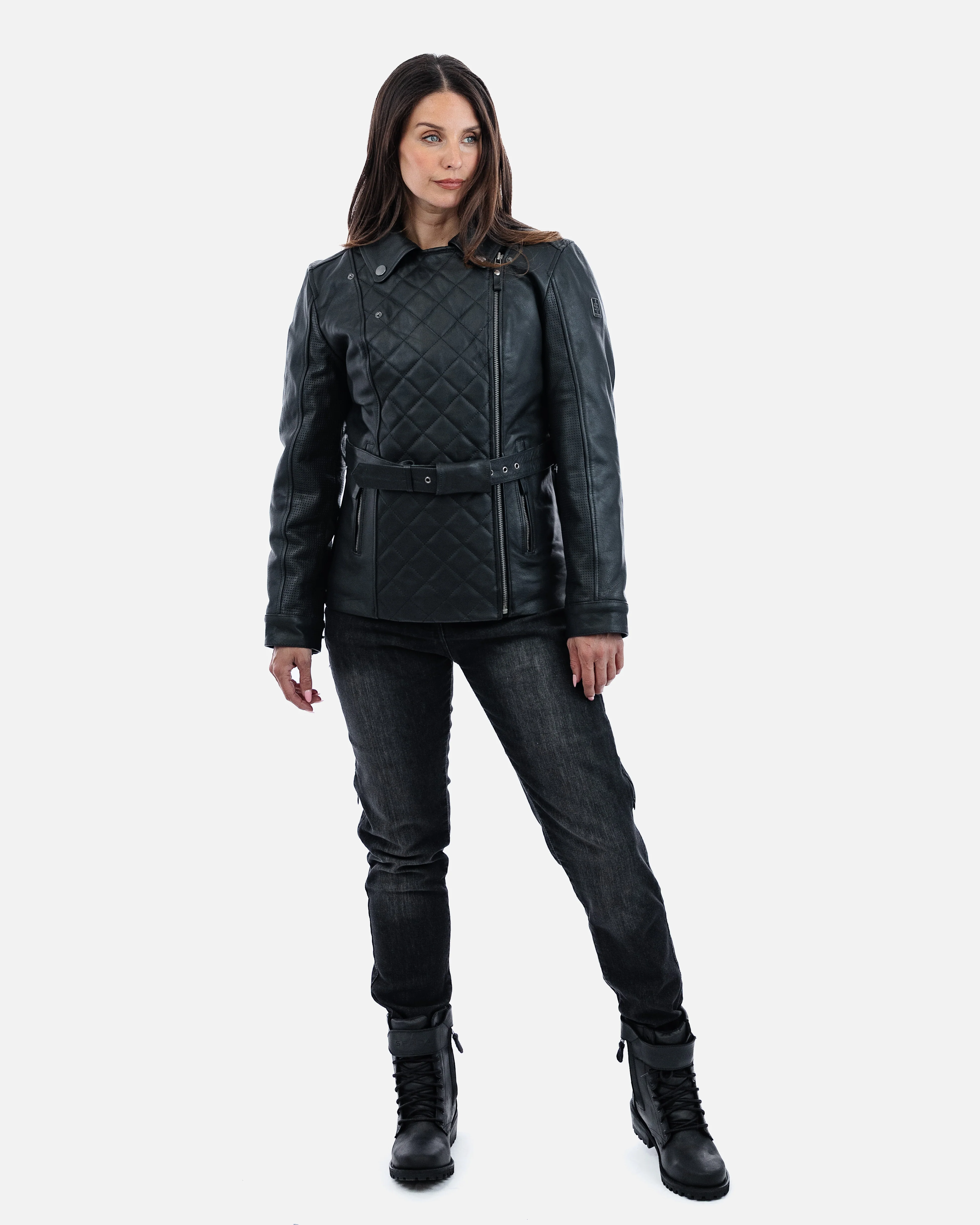 Lancer Ladies Black Leather Motorcycle Jacket - Image 5