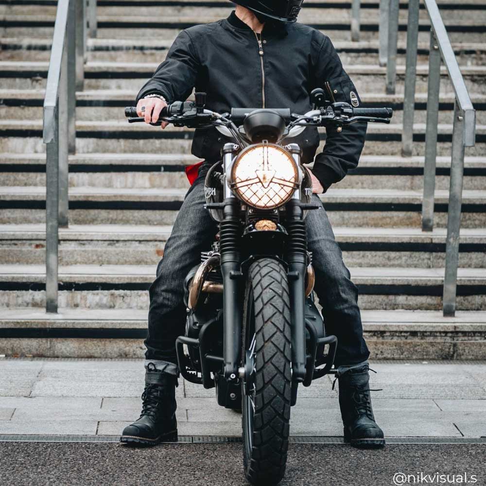 Airforce 1 Black Motorcycle Bomber Jacket - Image 6