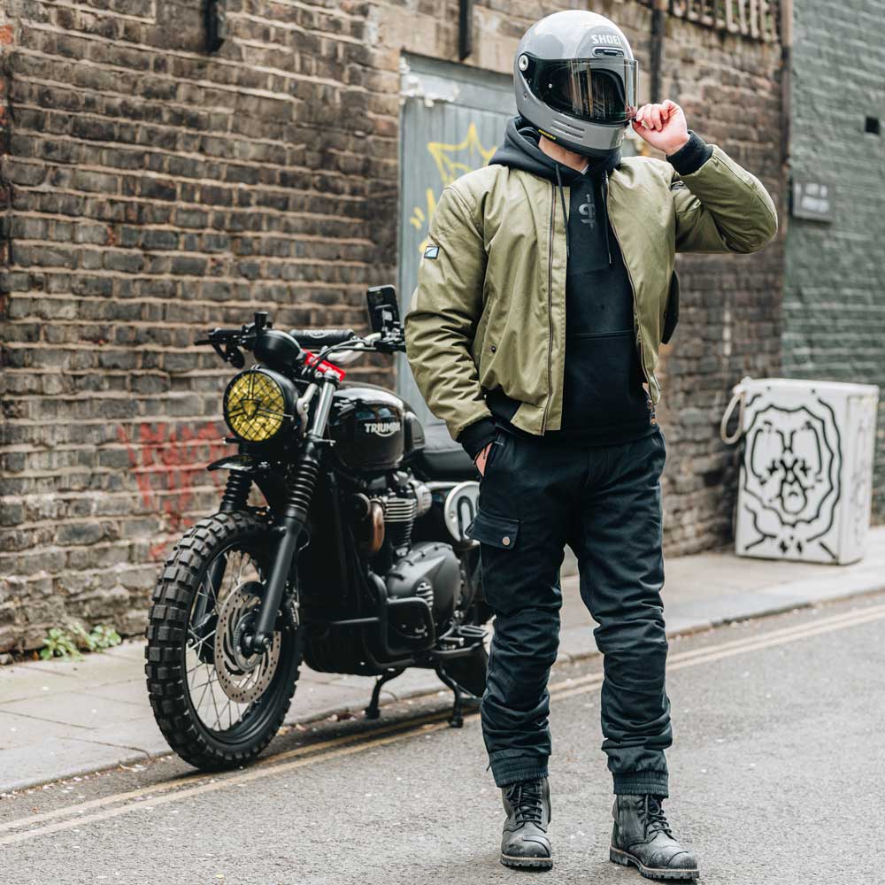Airforce 1 Olive Green Motorcycle Bomber Jacket - Image 4