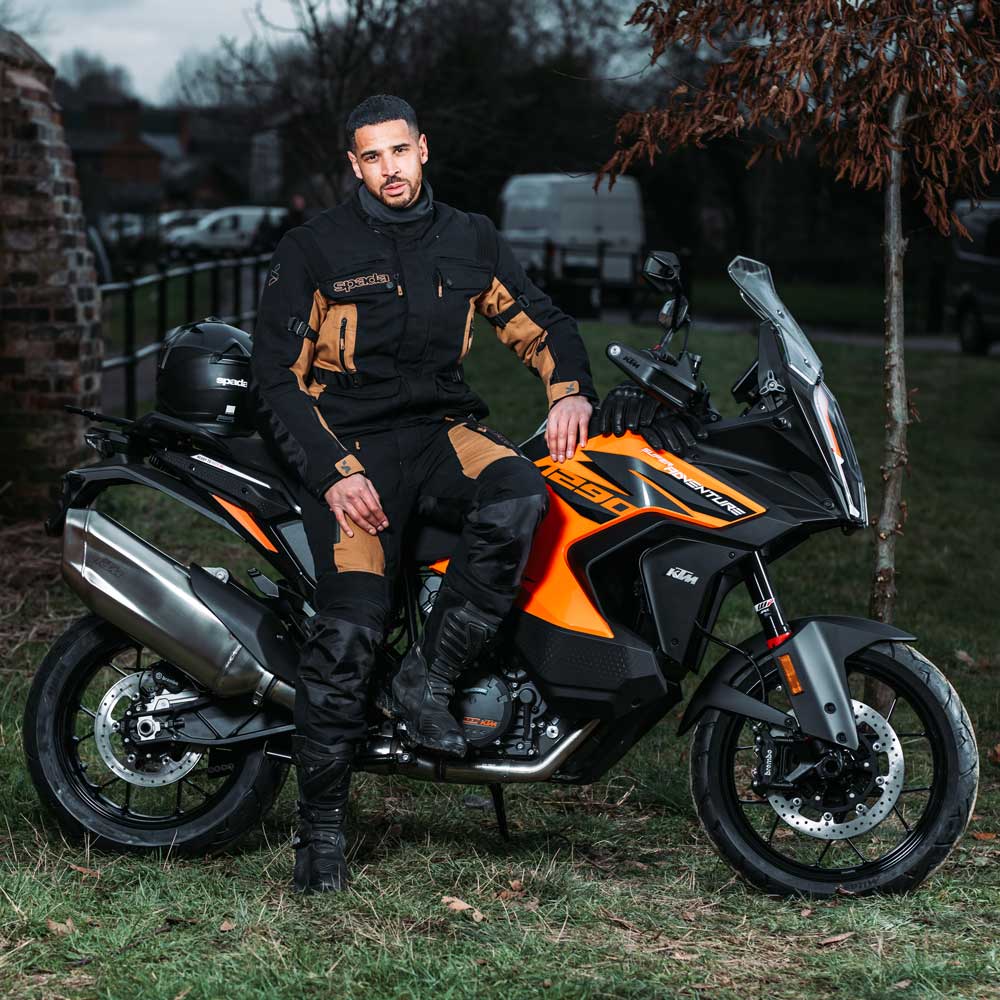 Ascent V3 Black & Brown Tan Motorcycle Trousers - Image 3