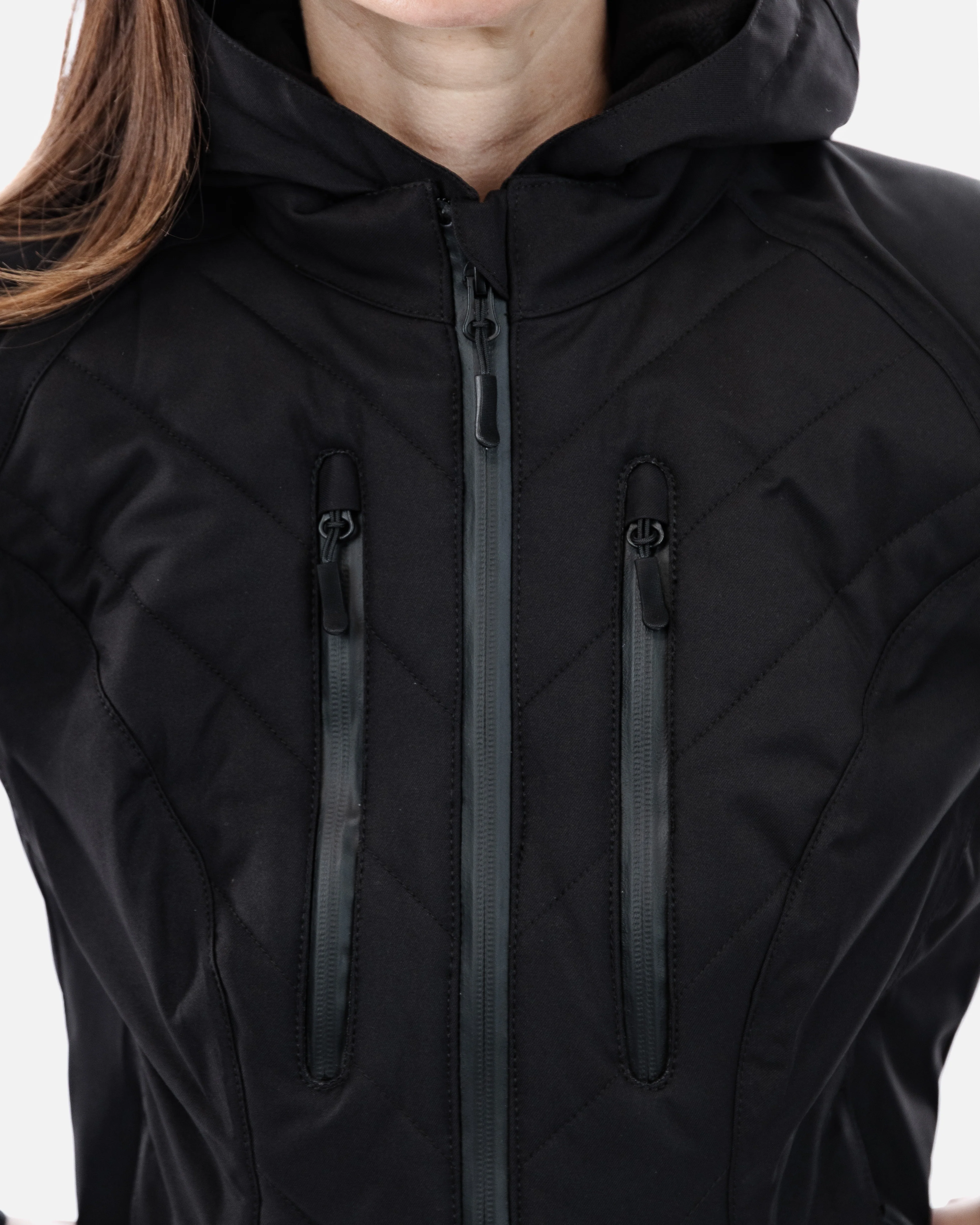 Bella Black Quilted Ladies Motorcycle Jacket - Image 15