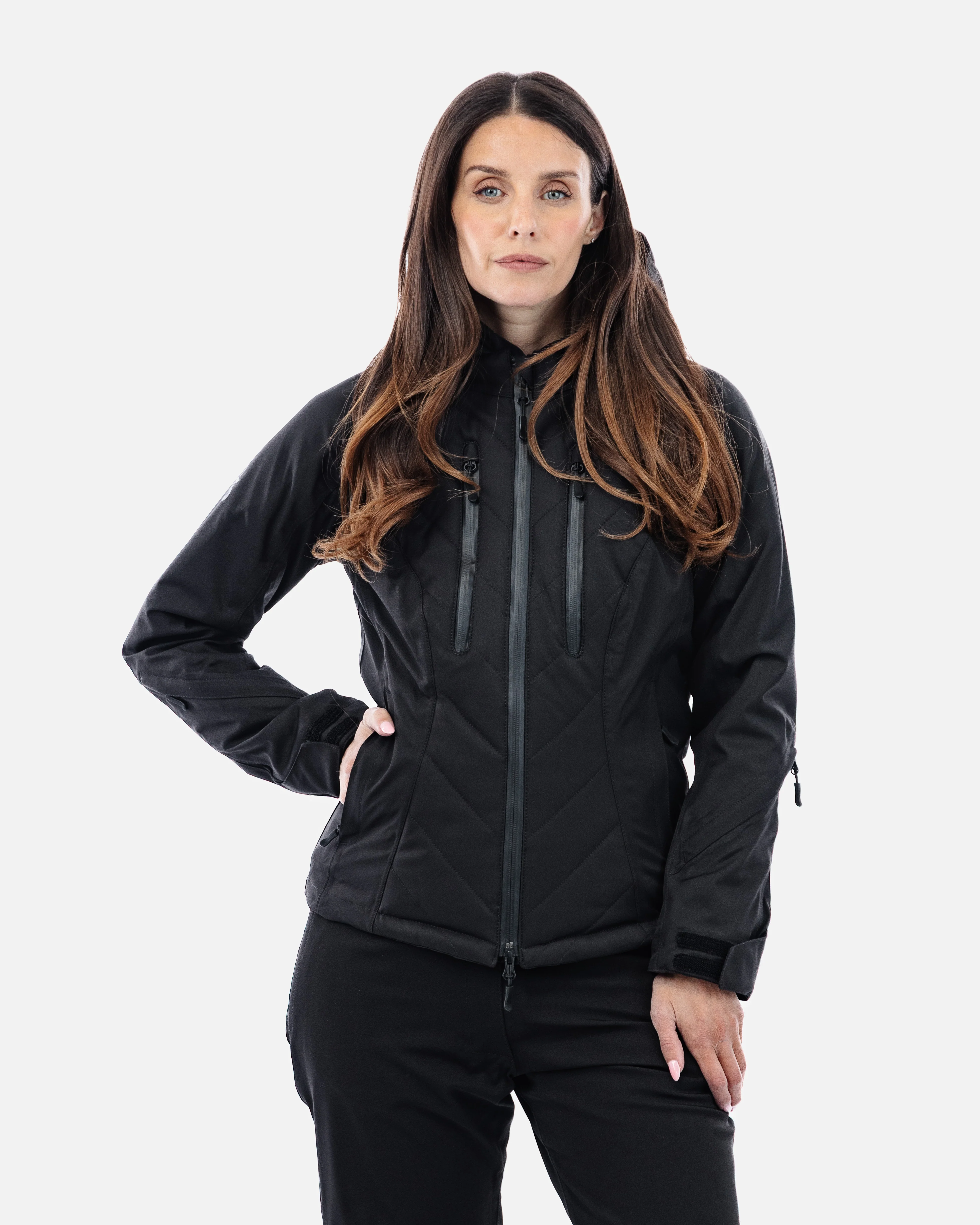 Bella Black Quilted Ladies Motorcycle Jacket - Image 8