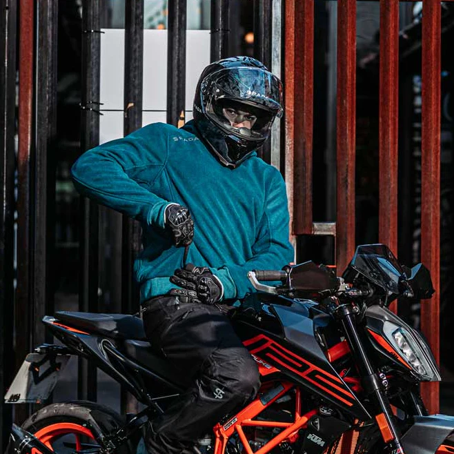Blade Coral Blue Unisex Motorcycle Hoodie - Image 12