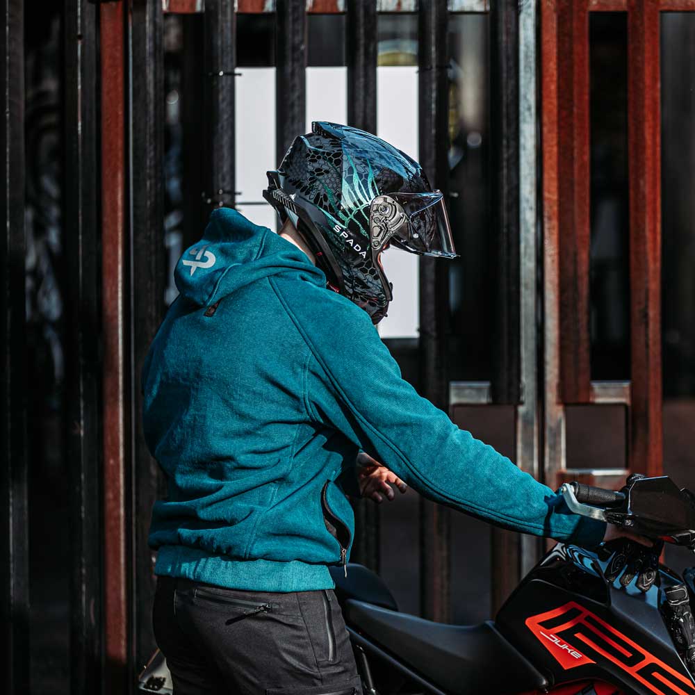 Blade Coral Blue Unisex Motorcycle Hoodie - Image 13