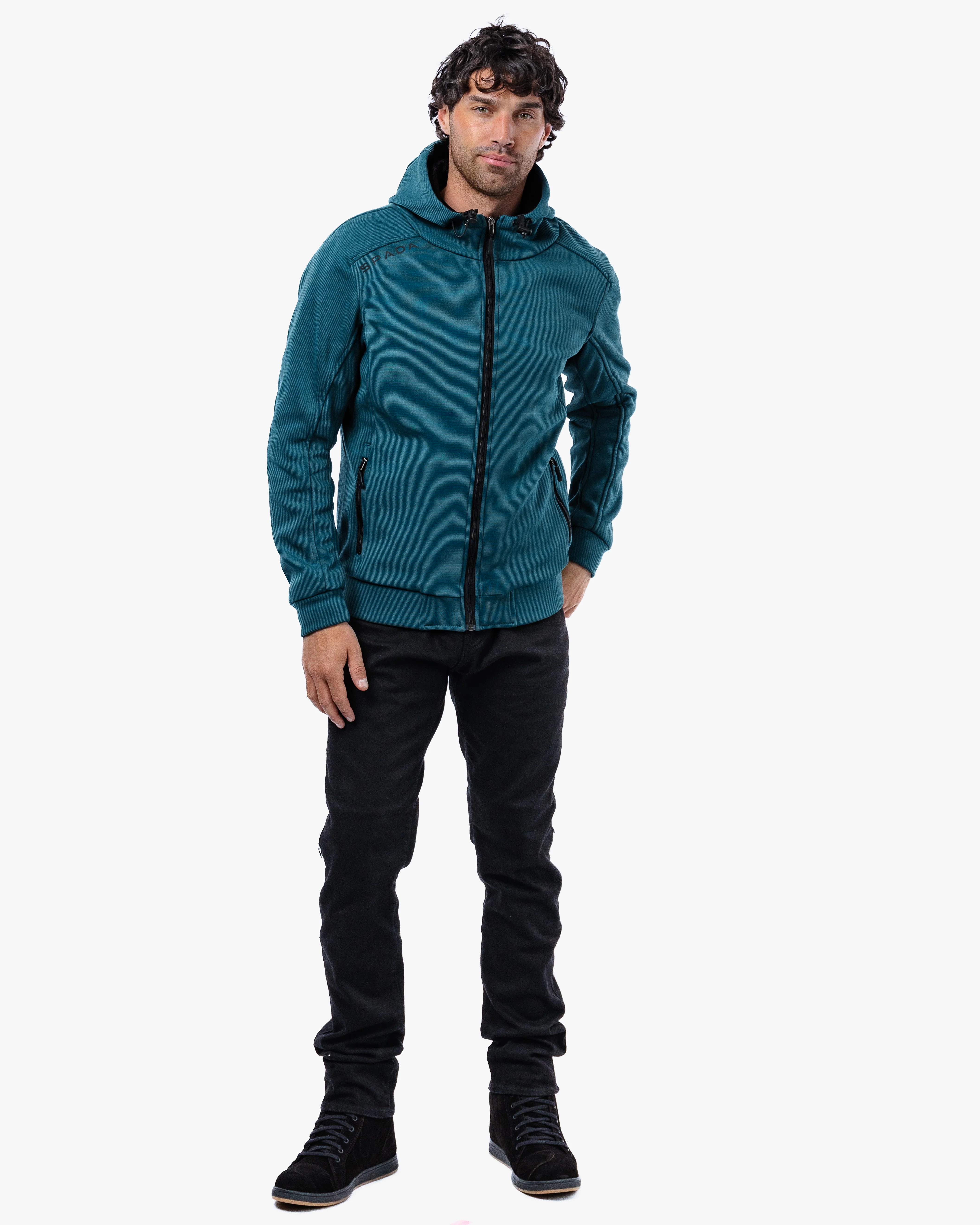 Blade Coral Blue Zip Up Unisex Motorcycle Hoodie - Image 3