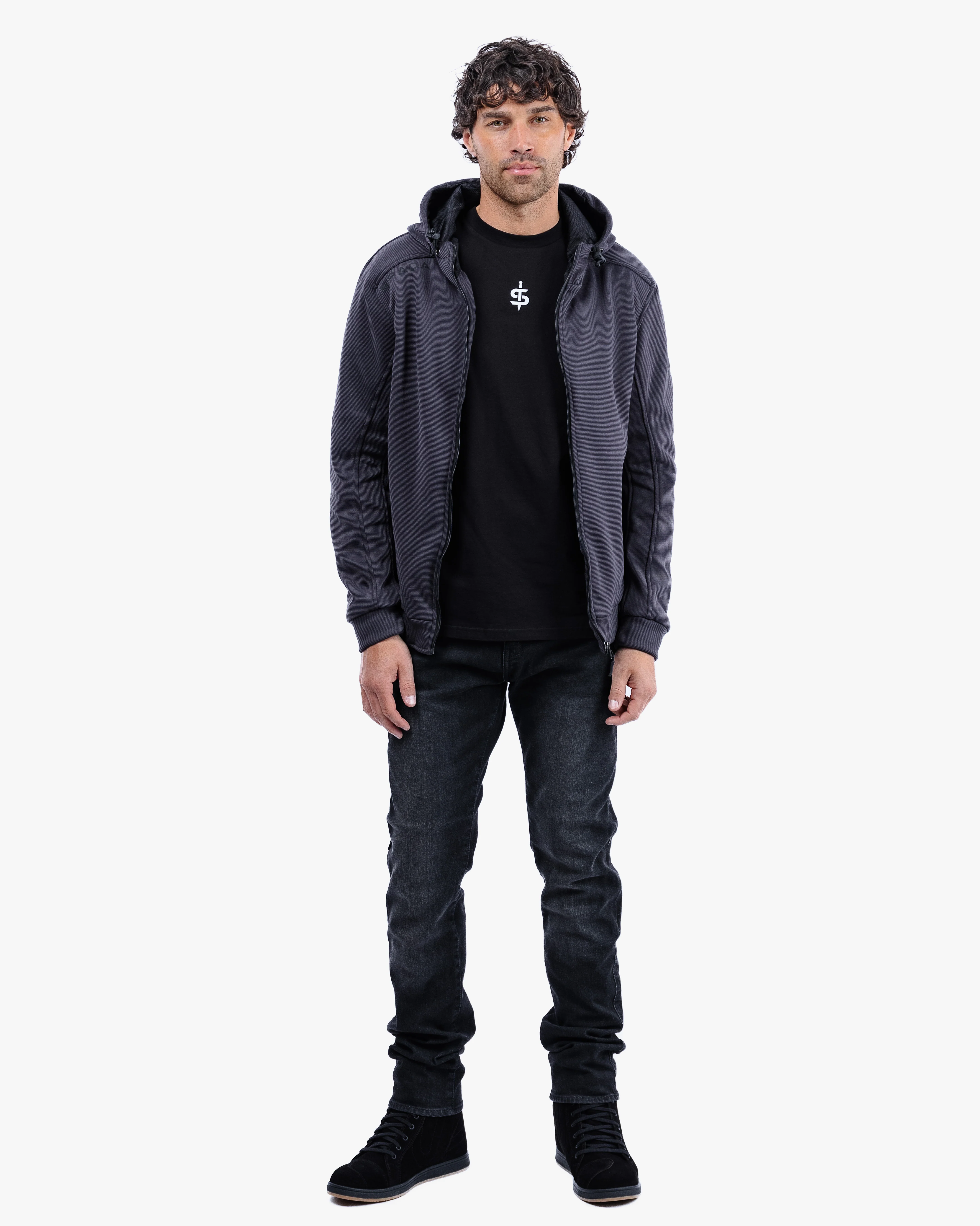 Blade Grey Turbulence Zip Up Unisex Motorcycle Hoodie - Image 6