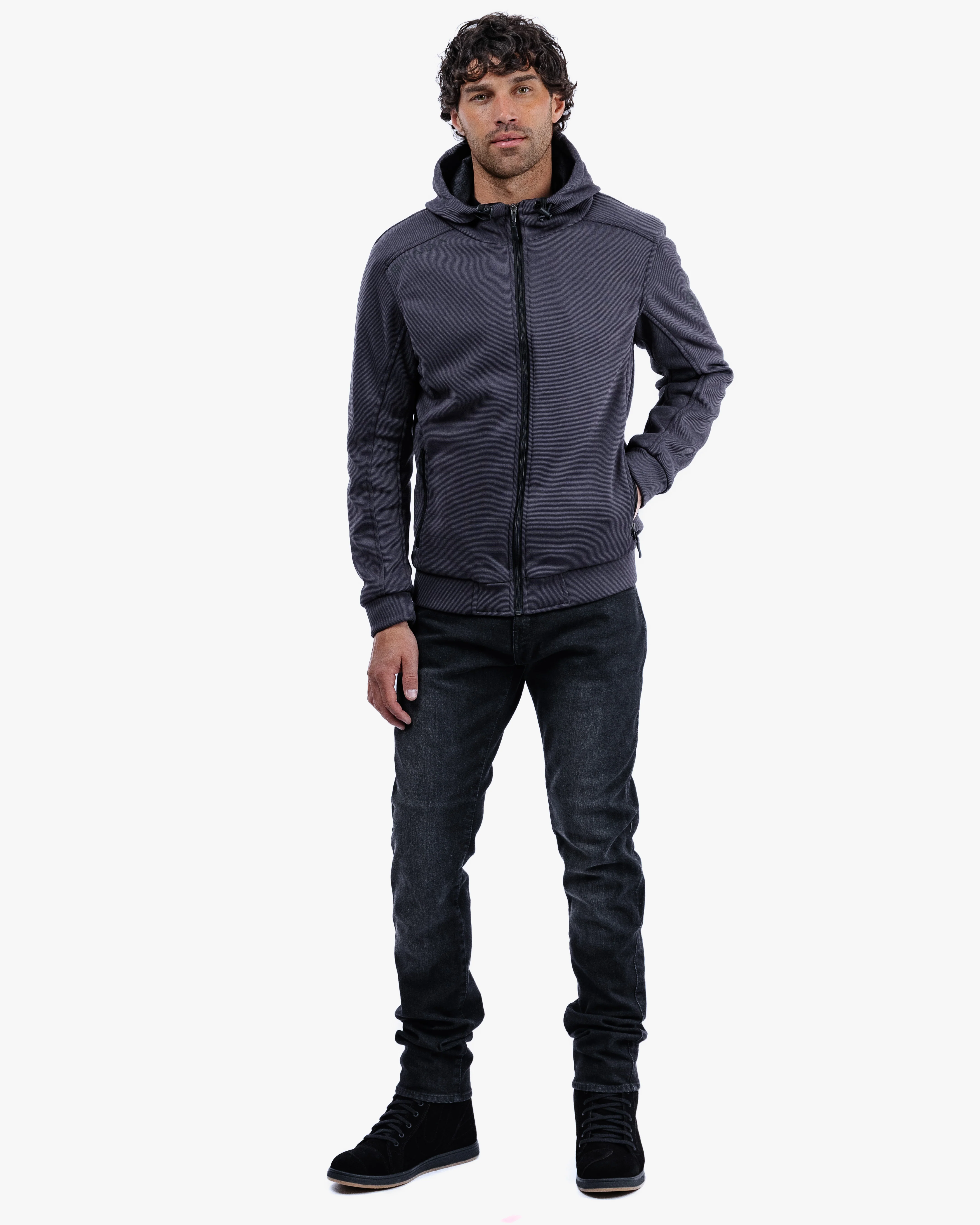 Blade Grey Turbulence Zip Up Unisex Motorcycle Hoodie - Image 7