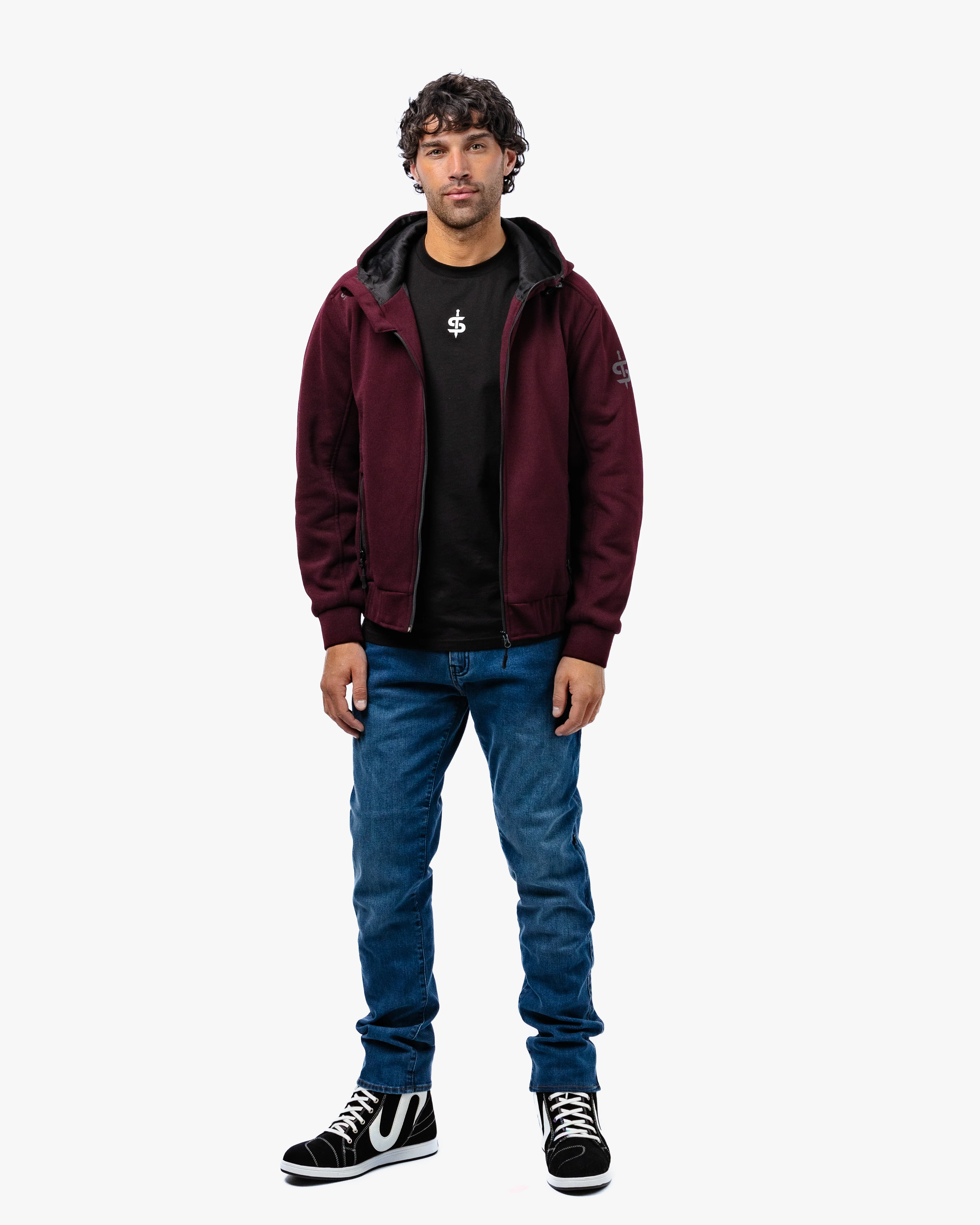 Blade Port Red Zip Up Mens Motorcycle Hoodie - Image 3
