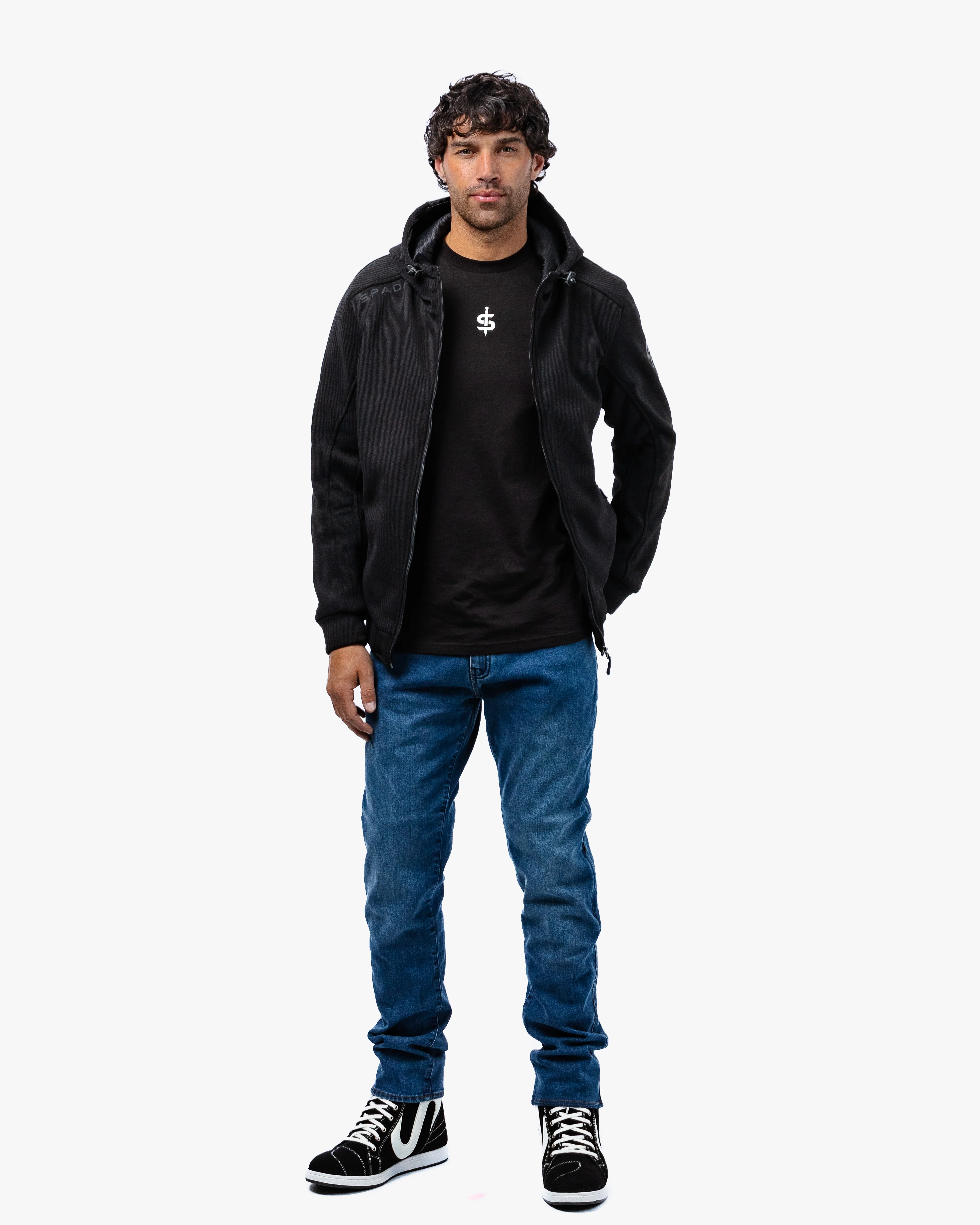 Blade Black Zip Up Unisex Motorcycle Hoodie - Image 4