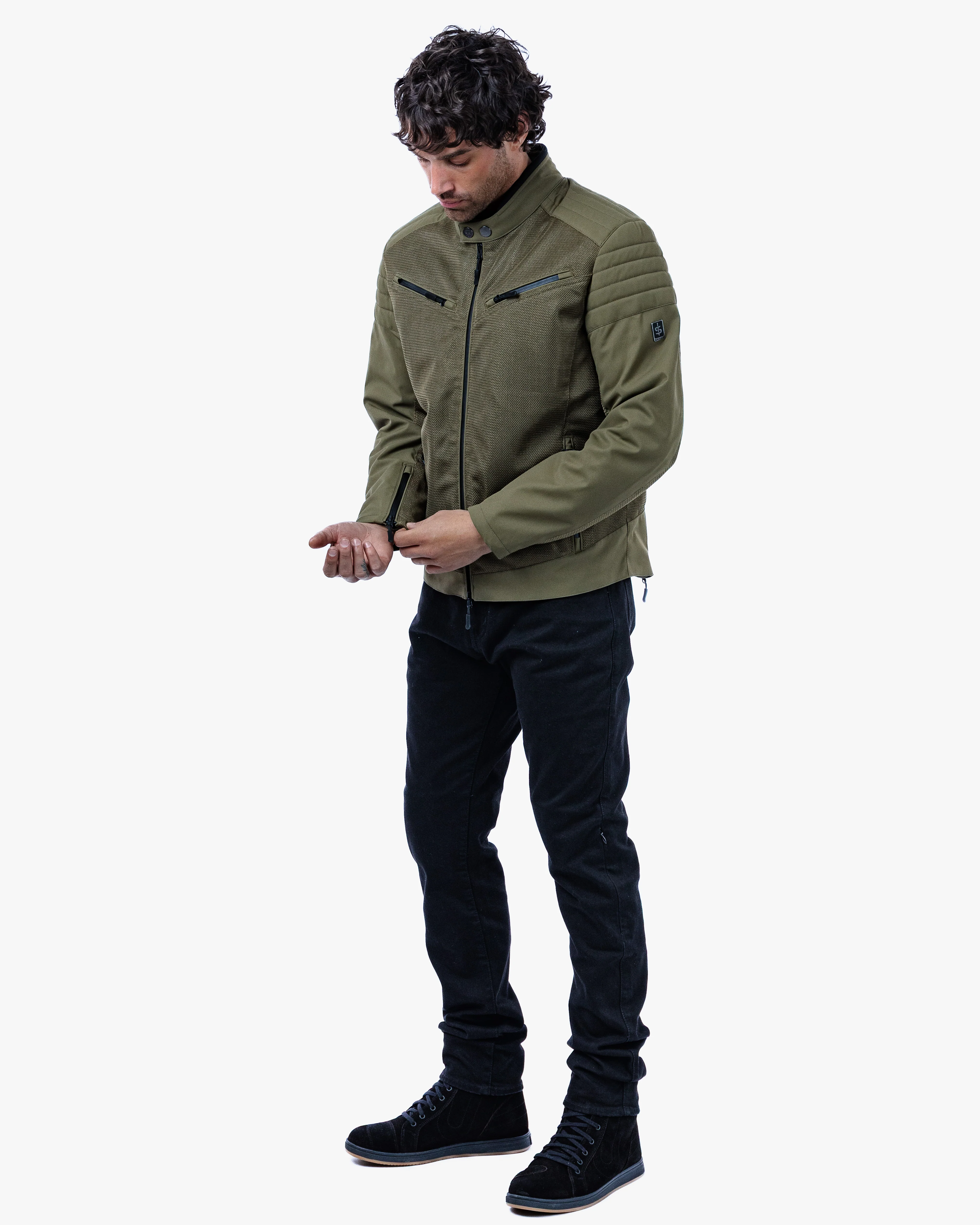 Cafe Air Olive Green Ventilated Motorcycle Jacket - Image 3