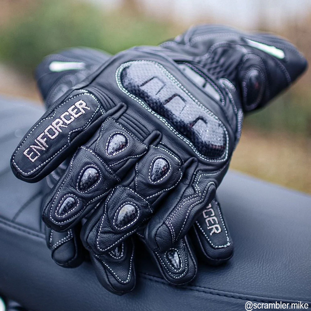 Enforcer Black Textile Waterproof Motorcycle Race Gloves - Image 3