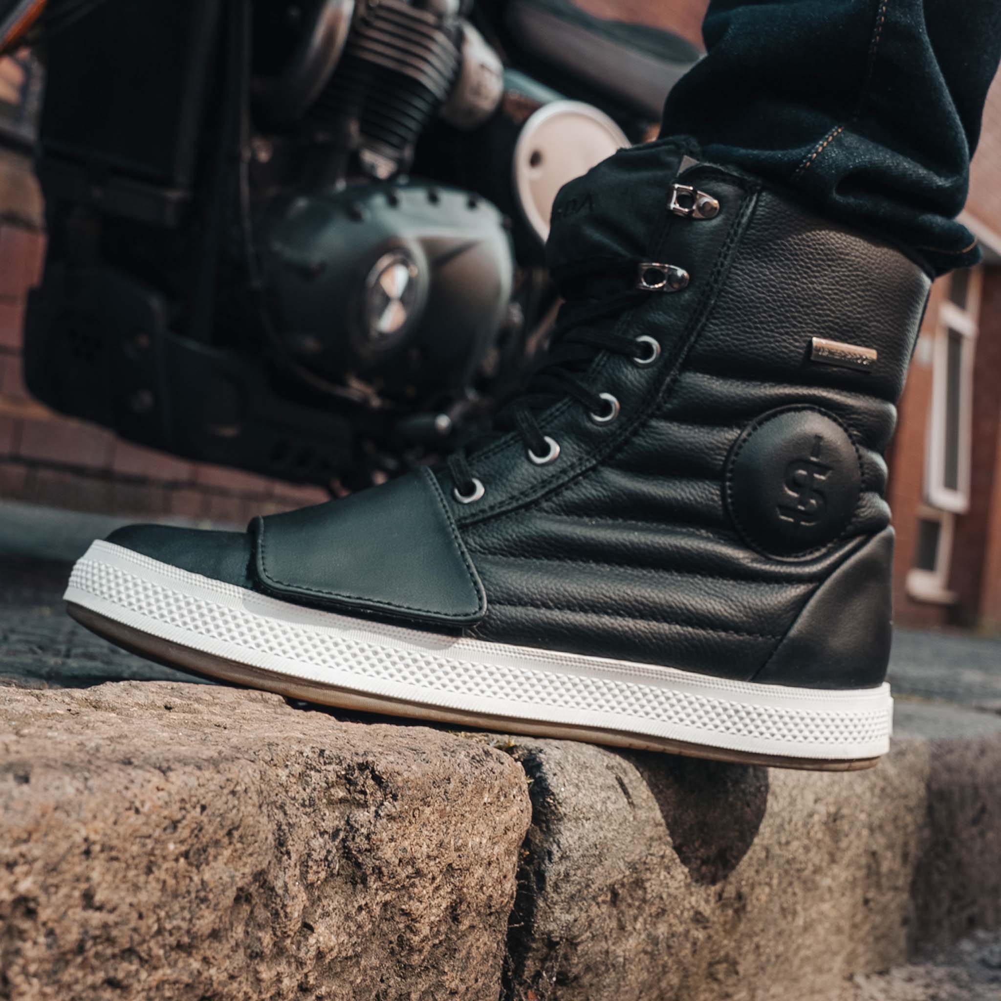 Heat Black High Top Motorcycle Trainers - Image 13
