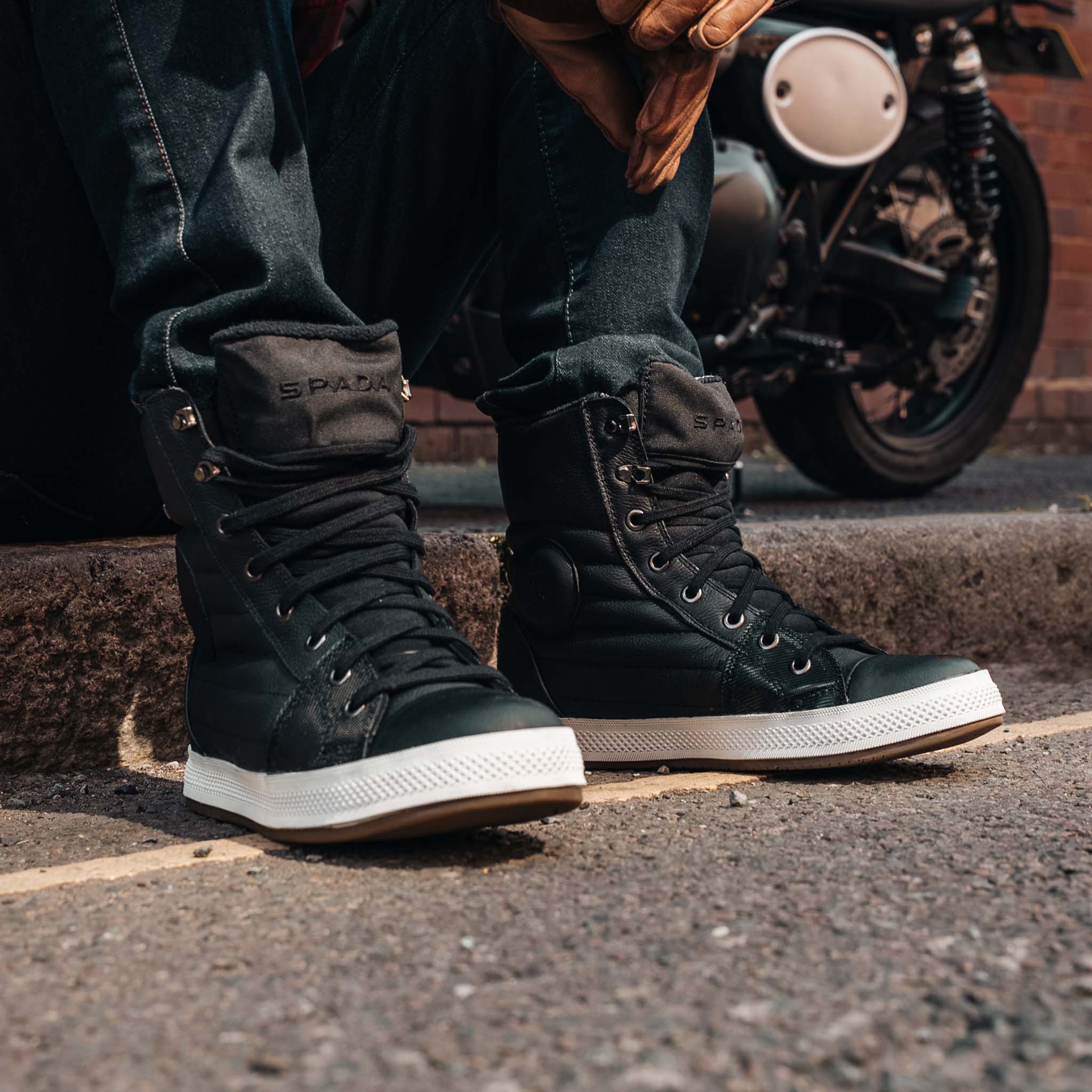 Heat Black High Top Motorcycle Trainers - Image 4