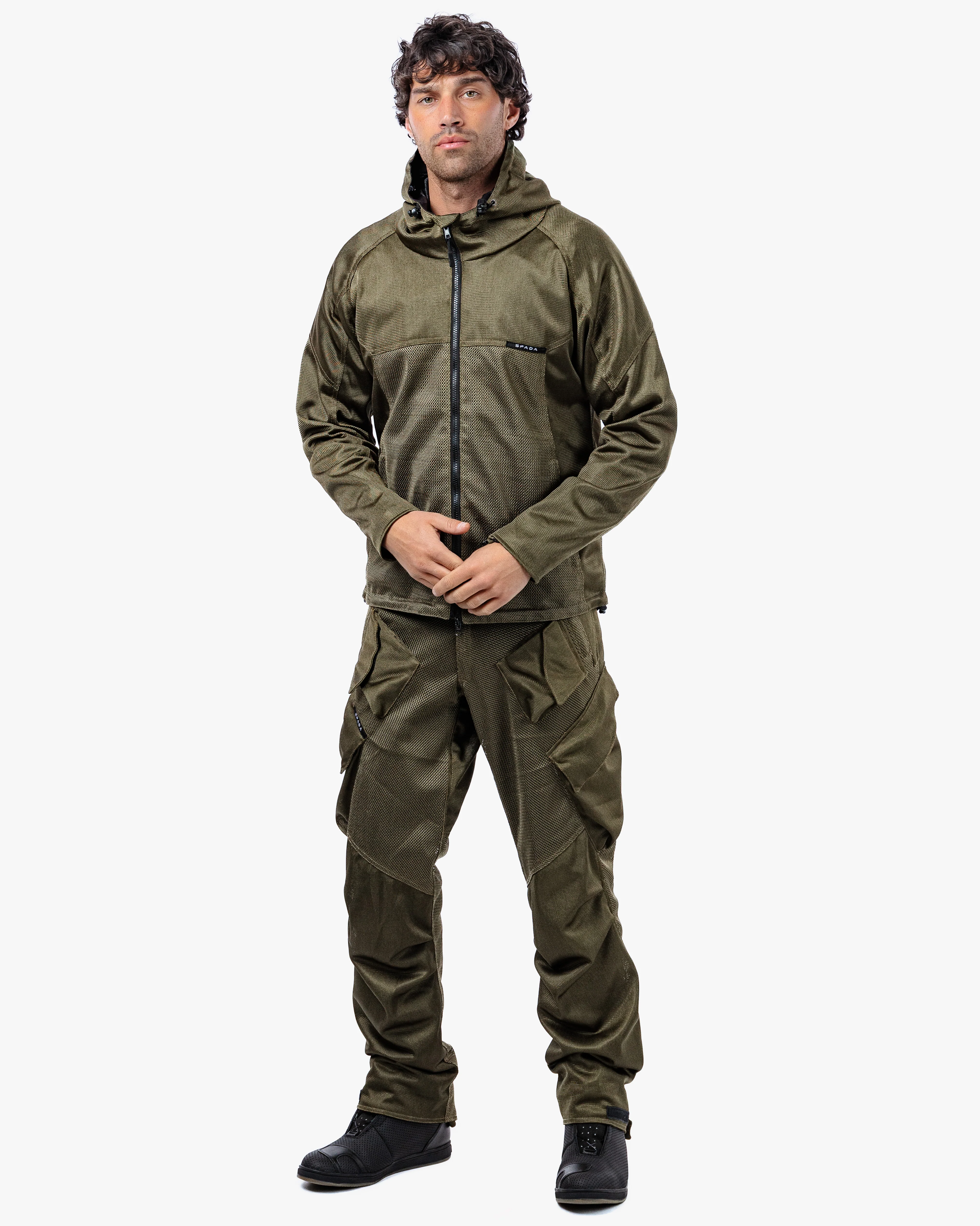 Hooded Air Olive Green Ventilated Motorcycle Jacket - Image 5