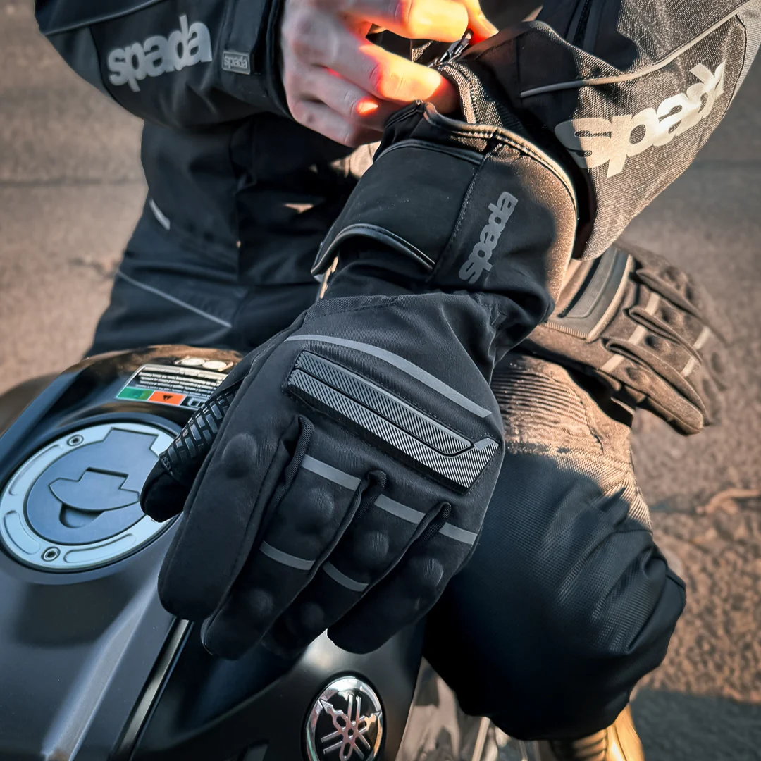 Hunza Black Waterproof Textile Motorcycle Gloves - Image 3