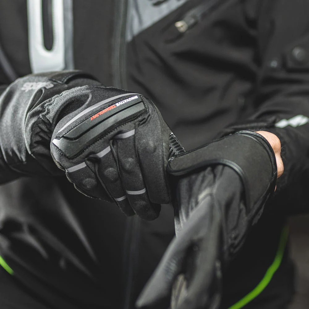Hunza Black Waterproof Textile Motorcycle Gloves - Image 4