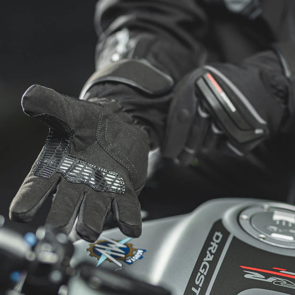 Hunza Black Waterproof Textile Motorcycle Gloves - Image 6