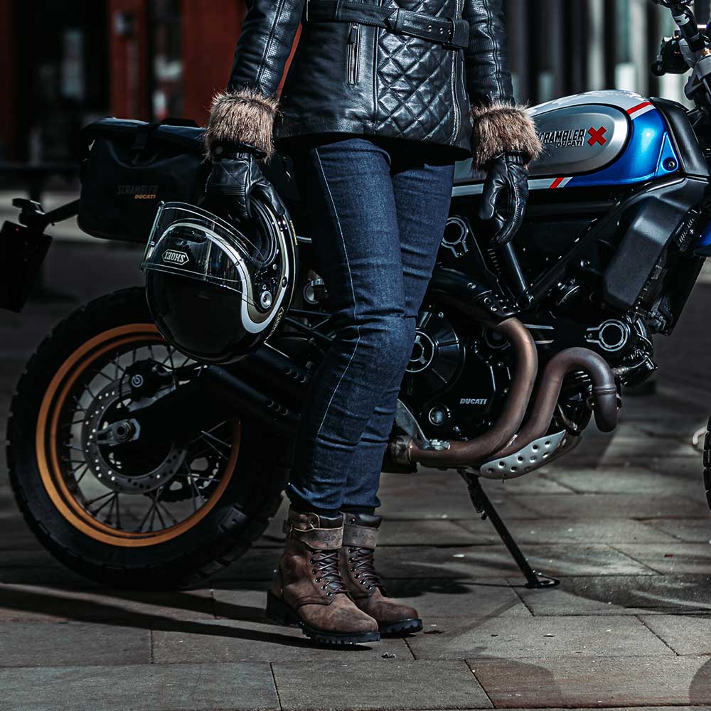 Piston Ladies Brown Leather Motorcycle Boots - Image 4