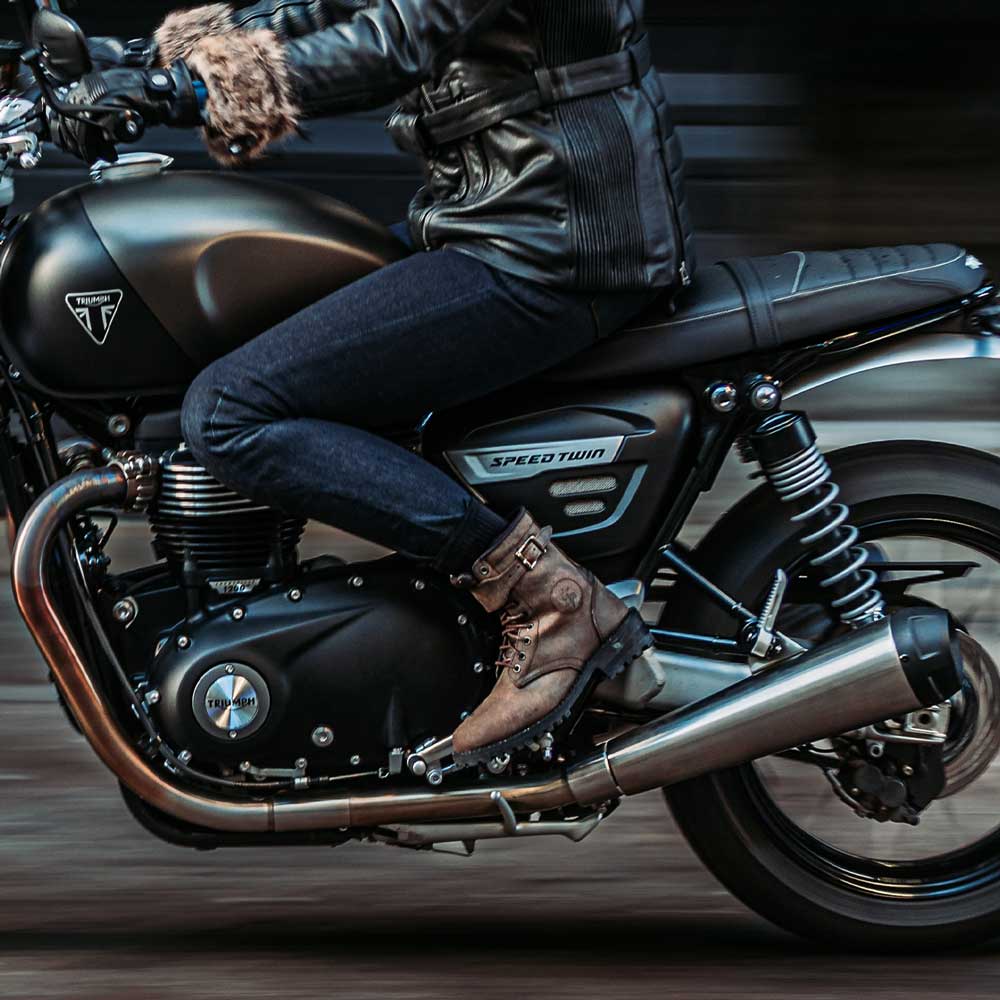 Piston Ladies Brown Leather Motorcycle Boots - Image 5
