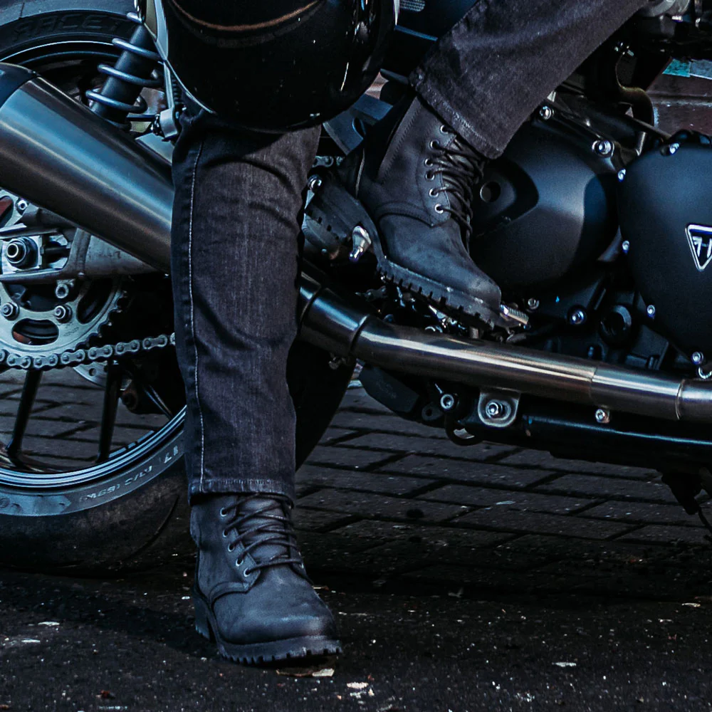 Piston Ladies Black Leather Motorcycle Boots - Image 7