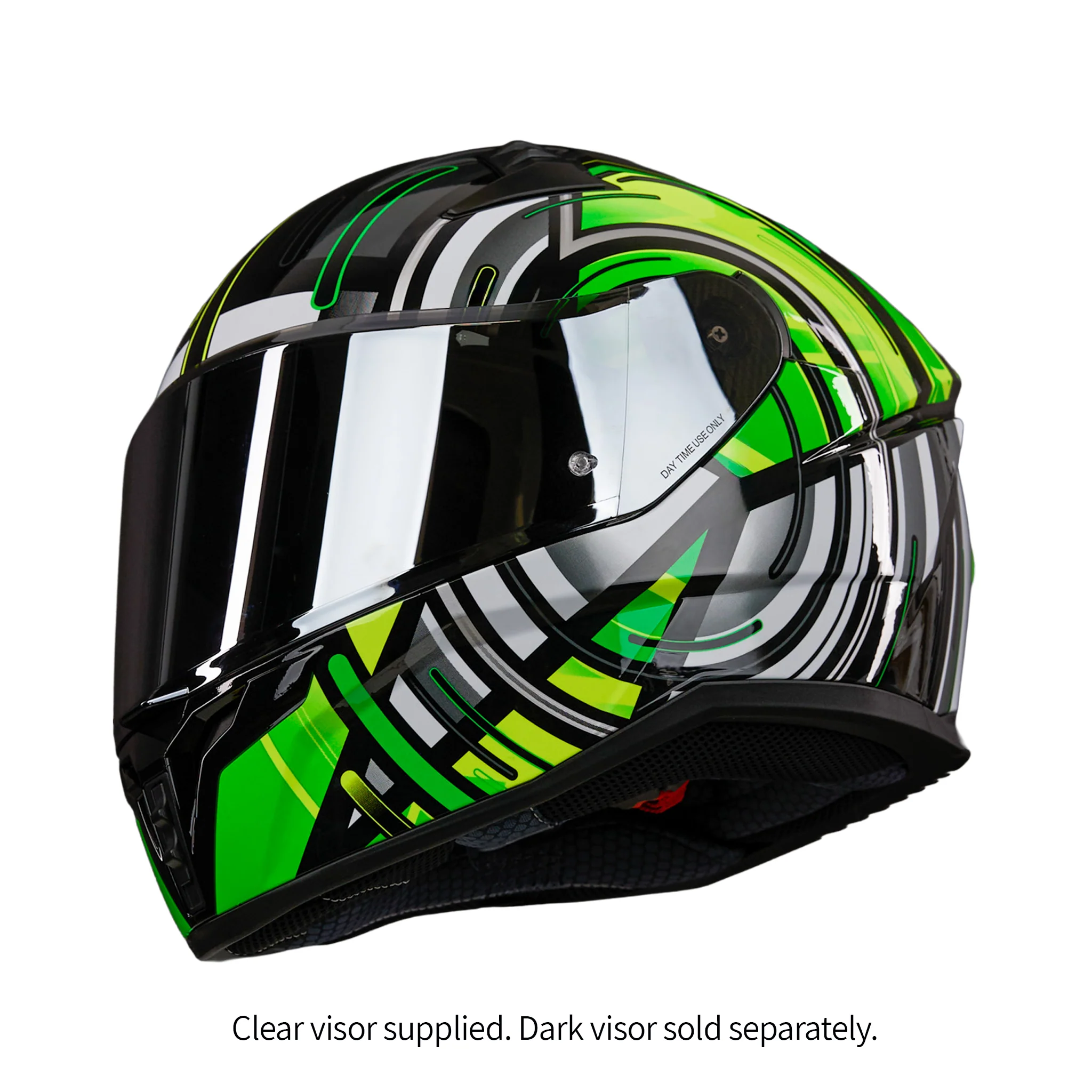 Raiden 3 Cyclone Green Full Face Motorbike Helmet - Image 2