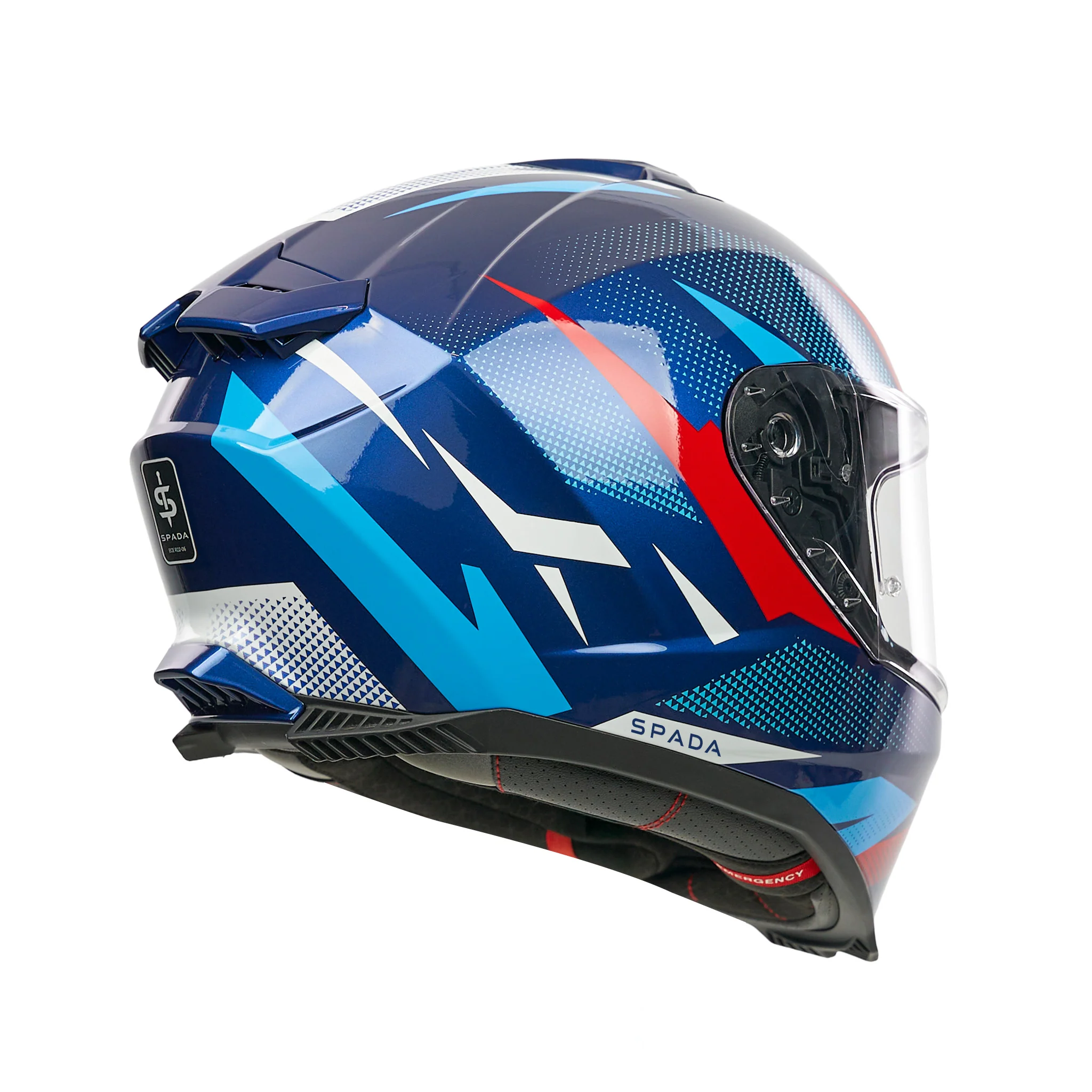 SP18 Vertex Blue, Red & White Full Face Motorbike Helmet - Image 7
