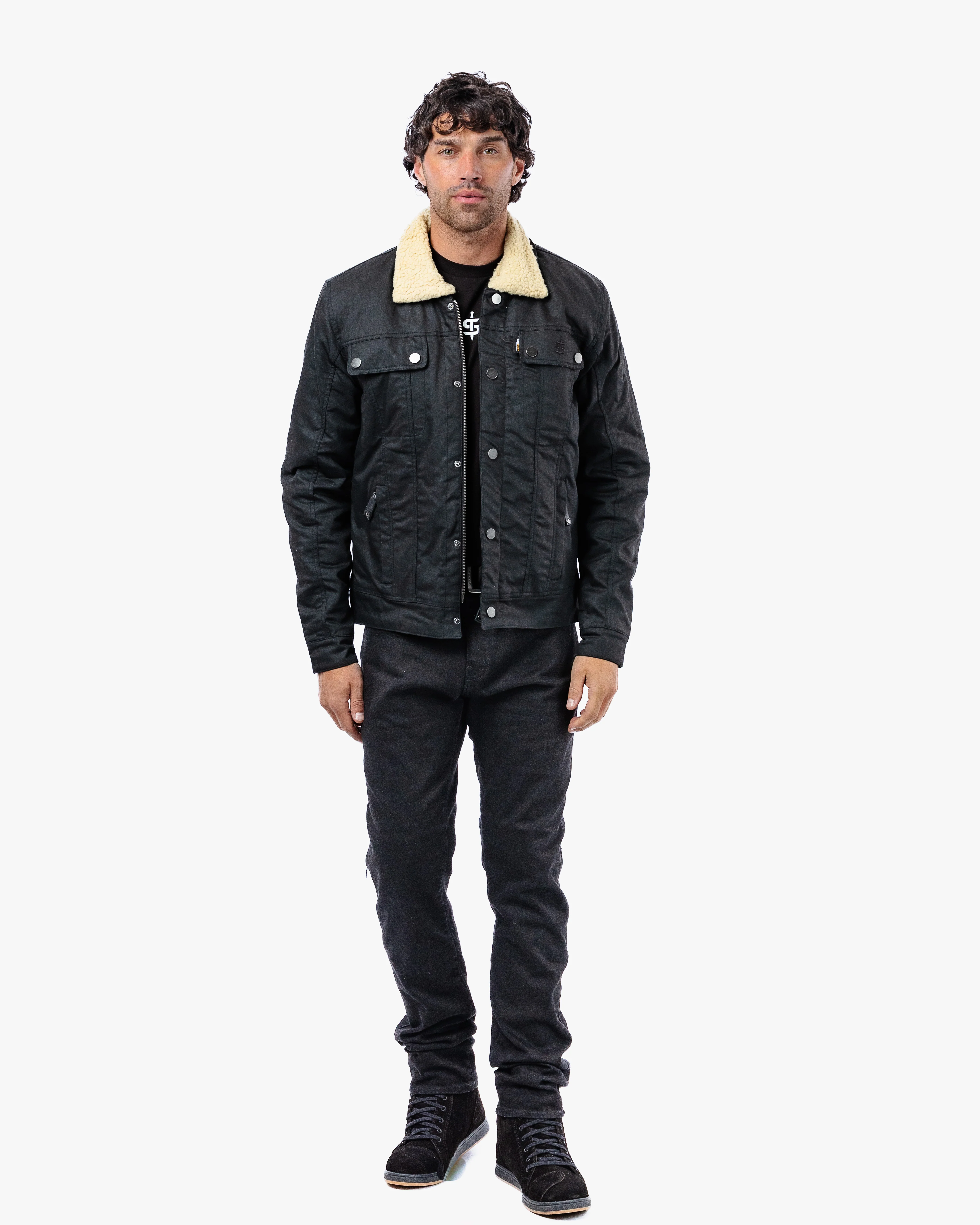 Temper Black & Tan Trucker Motorcycle Jacket - Image 10