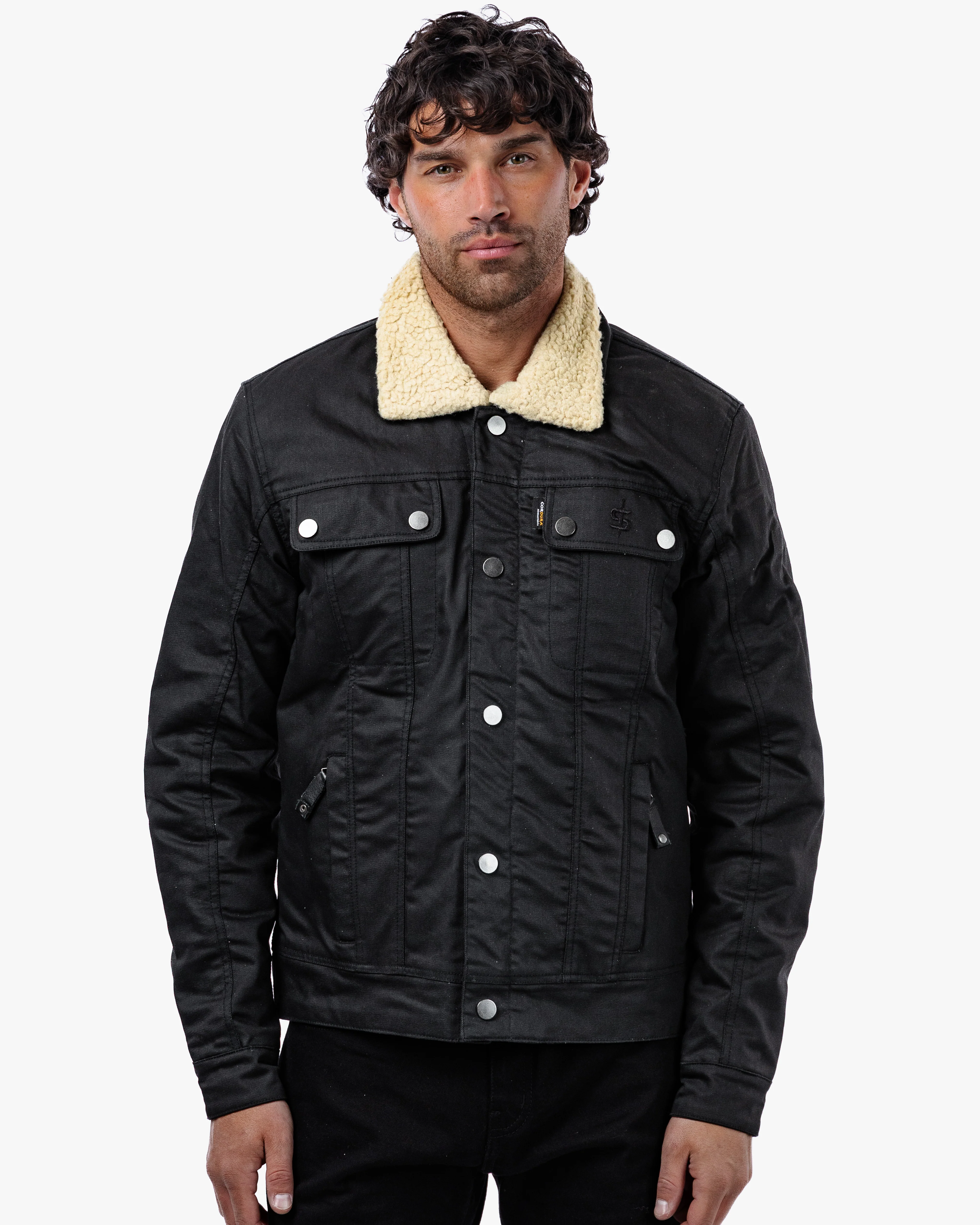 Temper Black & Tan Trucker Motorcycle Jacket - Image 11