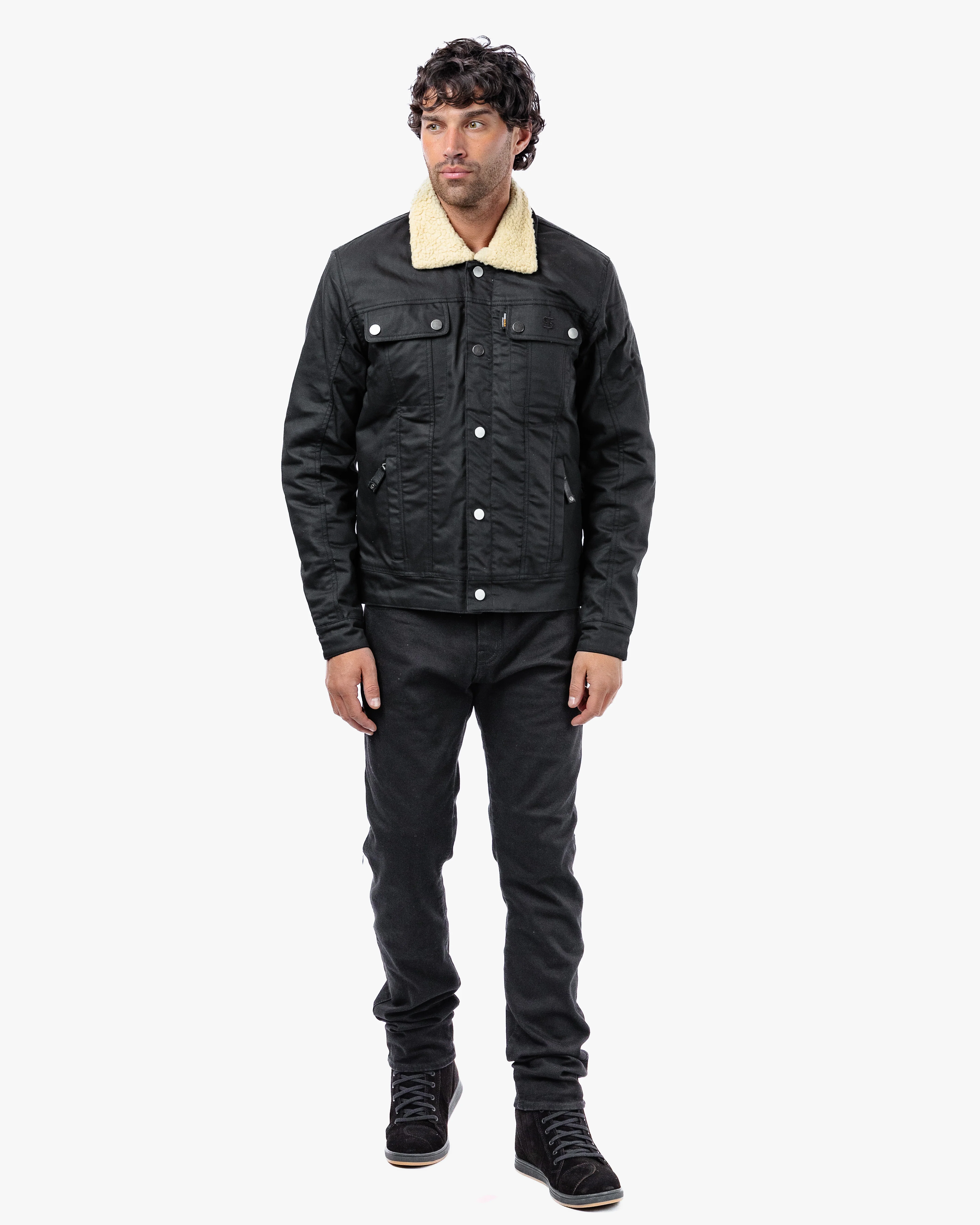 Temper Black & Tan Trucker Motorcycle Jacket - Image 12