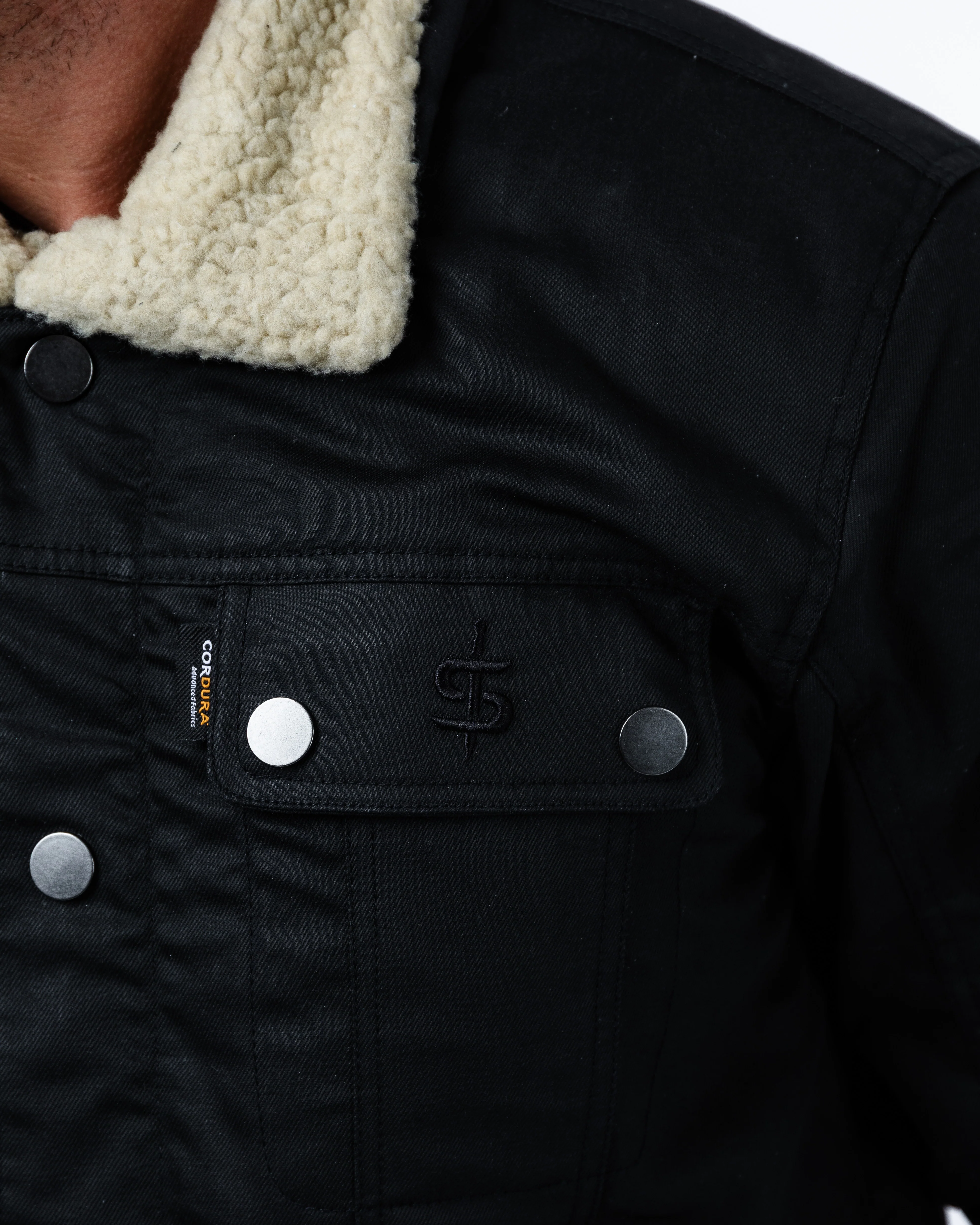 Temper Black & Tan Trucker Motorcycle Jacket - Image 19