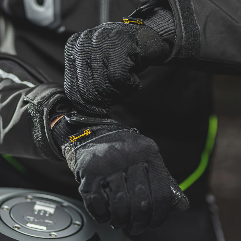 Splash Black Textile Motorcycle Gloves - Image 5