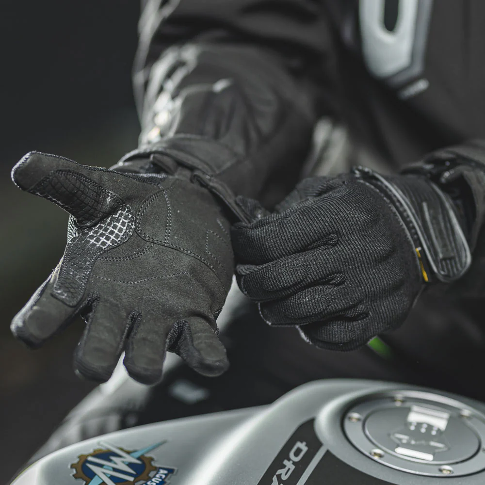Splash Black Textile Motorcycle Gloves - Image 7